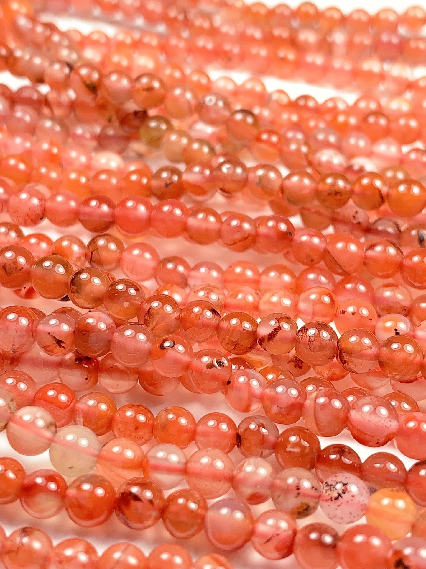 4mm Natural Sichuan Persimmon Red Nanhong Agate Smooth Round Beads 15.5 Strand Gemstone