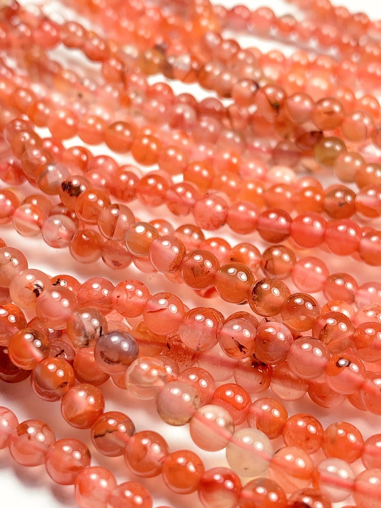 4mm Natural Sichuan Persimmon Red Nanhong Agate Smooth Round Beads 15.5 Strand Gemstone