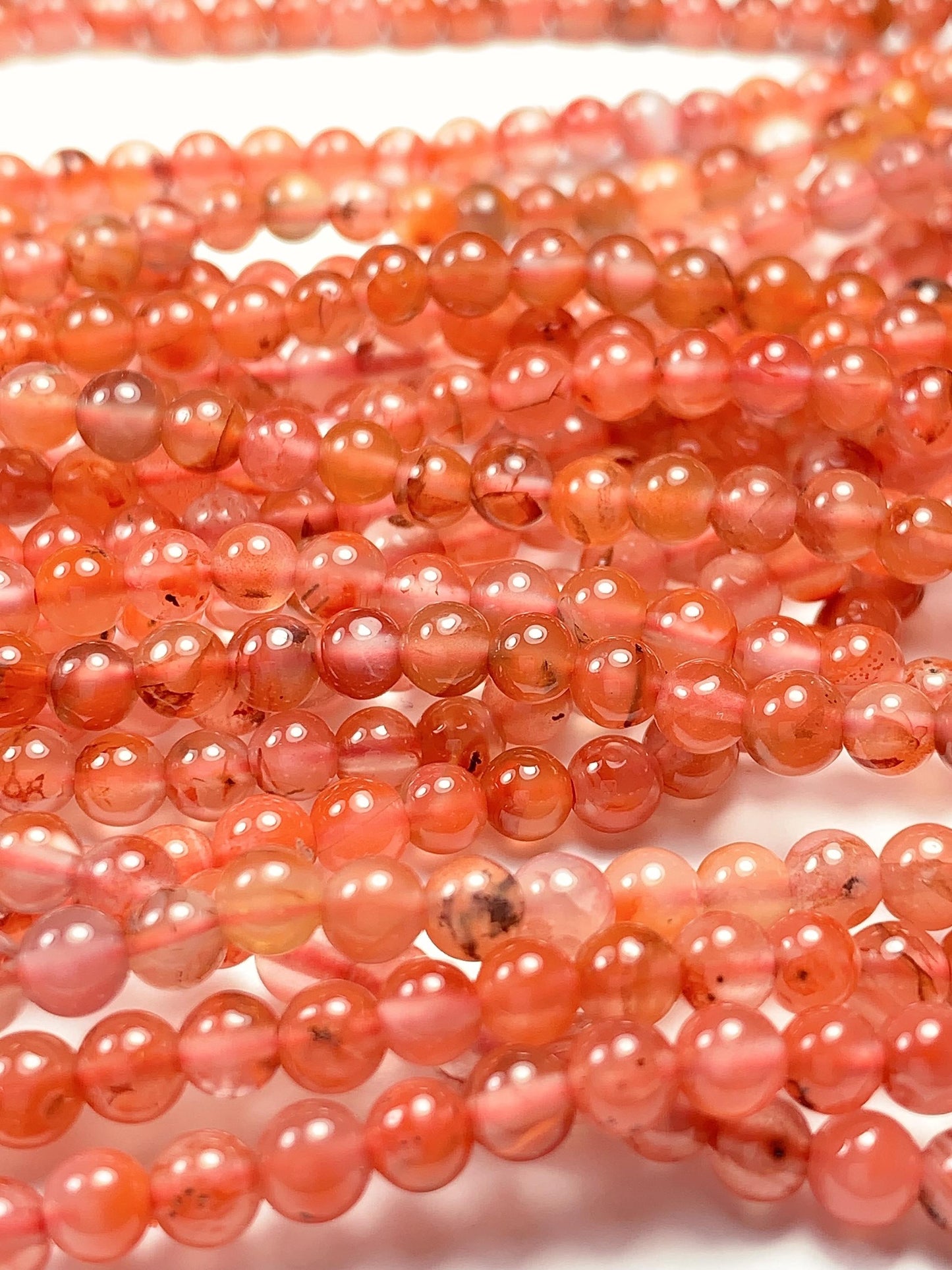 4mm Natural Sichuan Persimmon Red Nanhong Agate Smooth Round Beads 15.5 Strand Gemstone