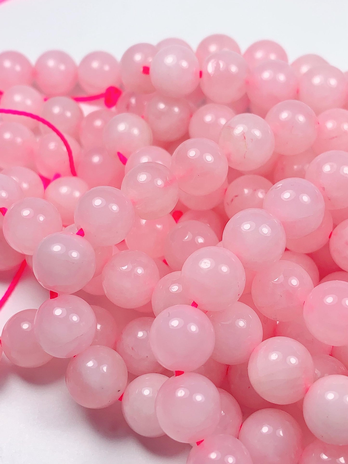 Natural Opaque Pink Rose Quartz Smooth Round  Beads Gemstone 15.5" Strand High Quality