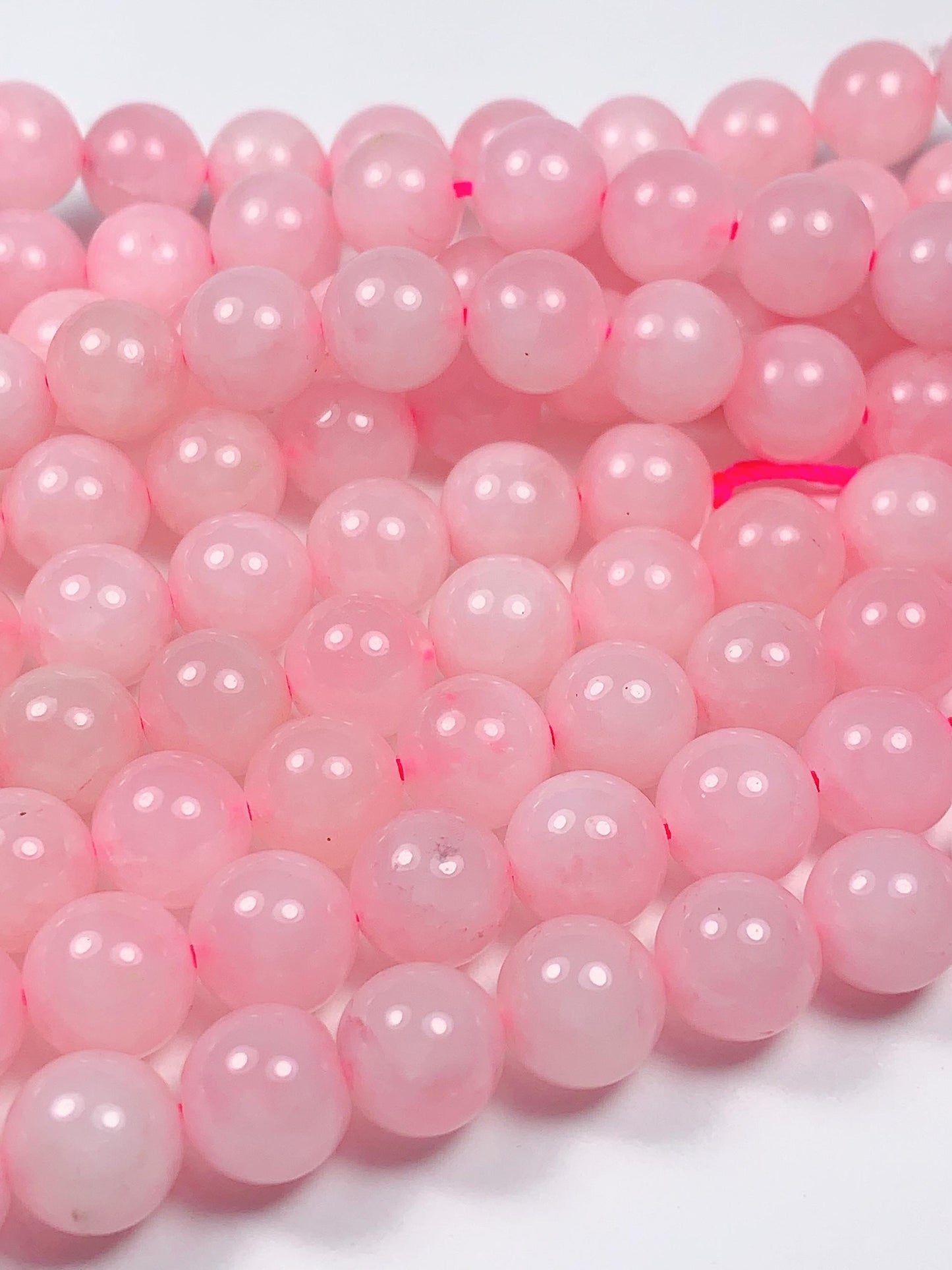 Natural Opaque Pink Rose Quartz Smooth Round  Beads Gemstone 15.5" Strand High Quality
