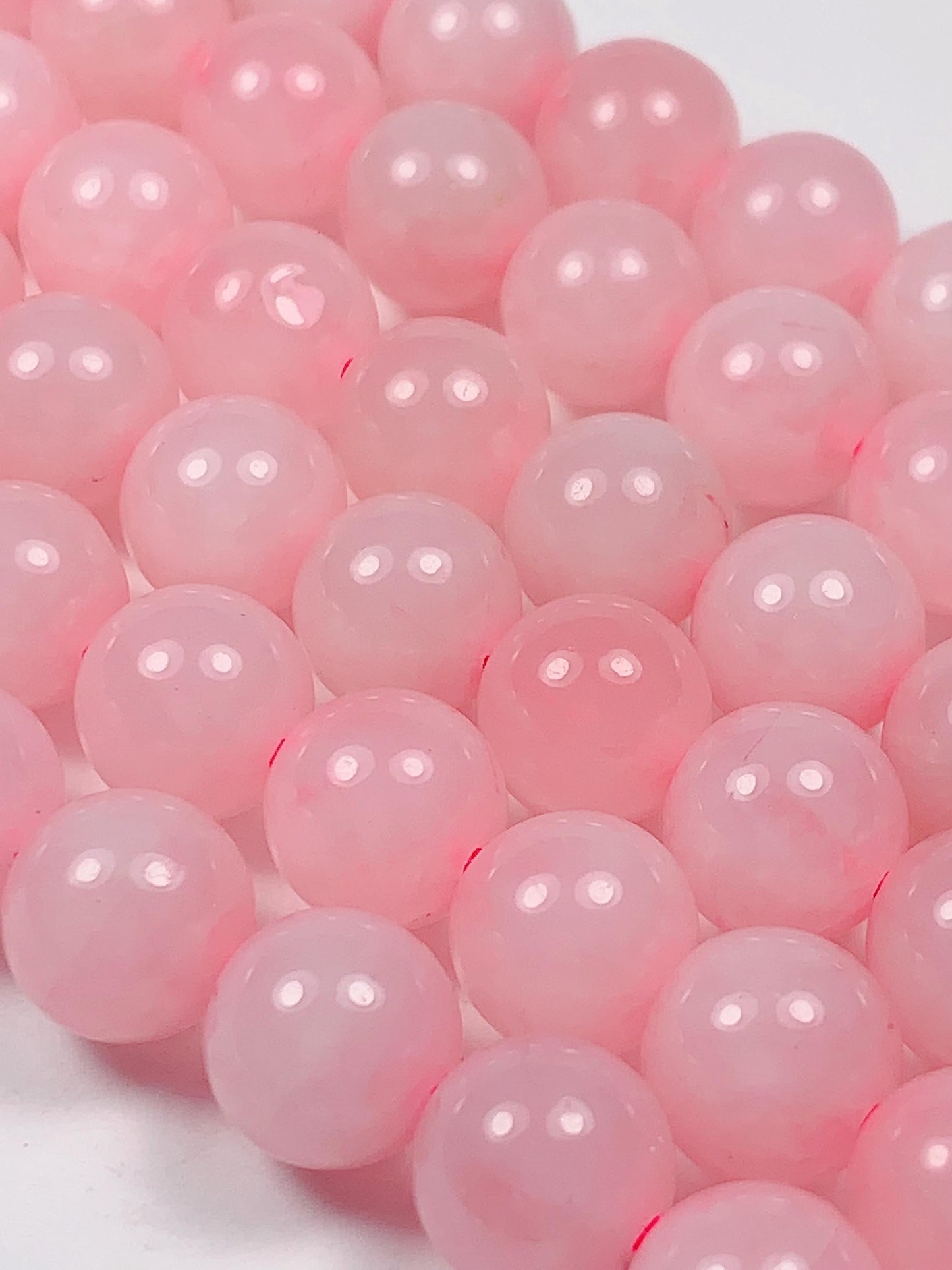 Natural Opaque Pink Rose Quartz Smooth Round  Beads Gemstone 15.5" Strand High Quality