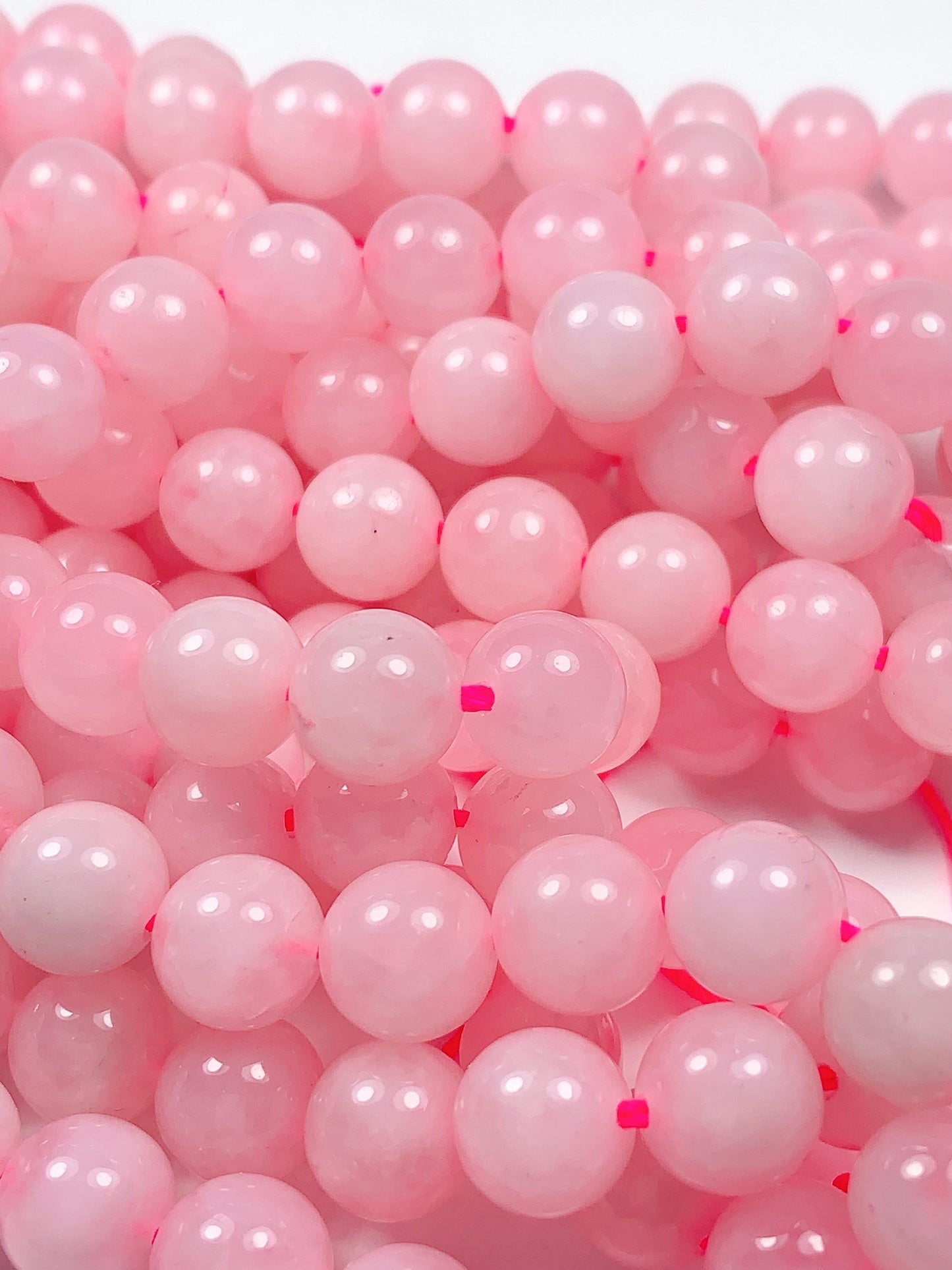 Natural Opaque Pink Rose Quartz Smooth Round  Beads Gemstone 15.5" Strand High Quality