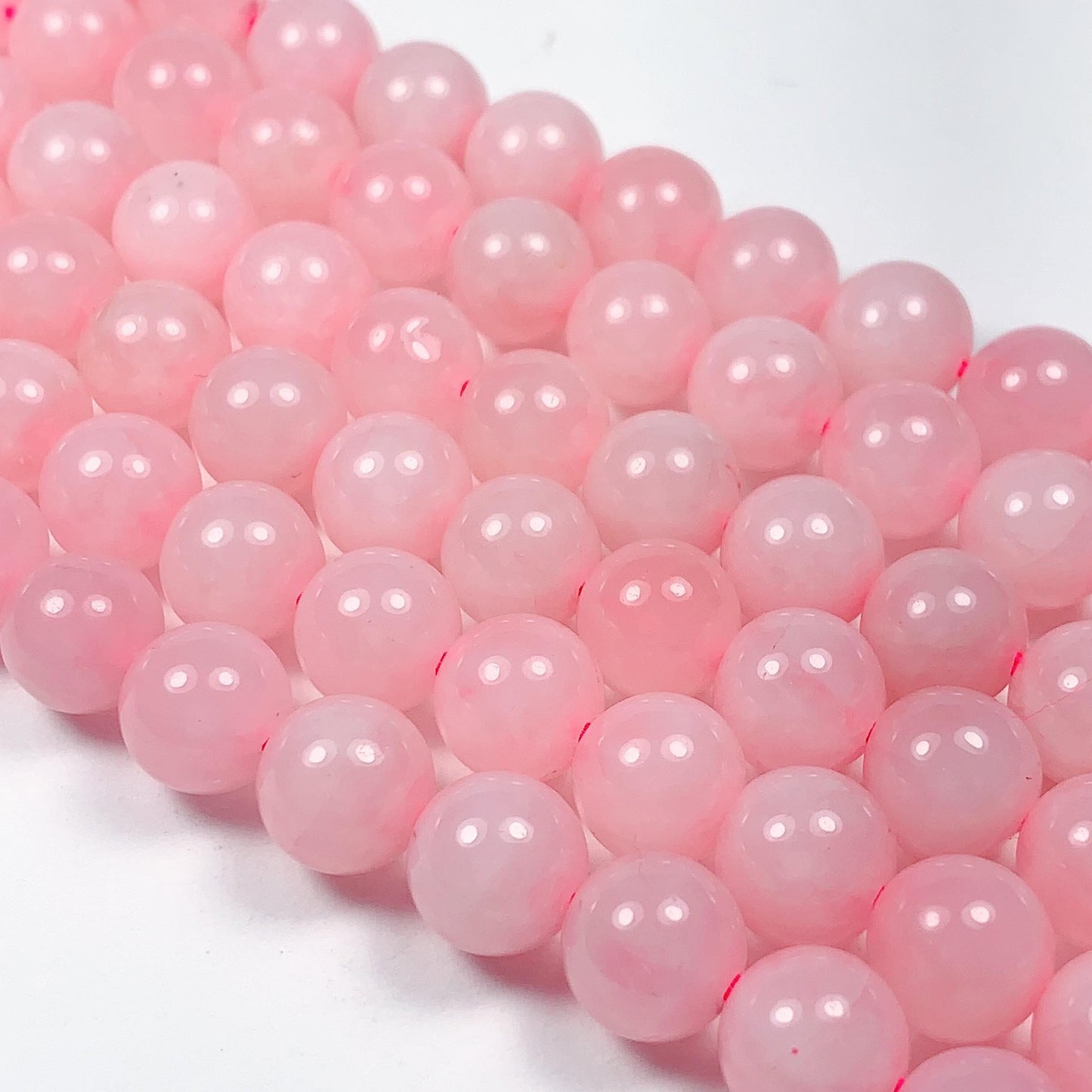Natural Opaque Pink Rose Quartz Smooth Round  Beads Gemstone 15.5" Strand High Quality