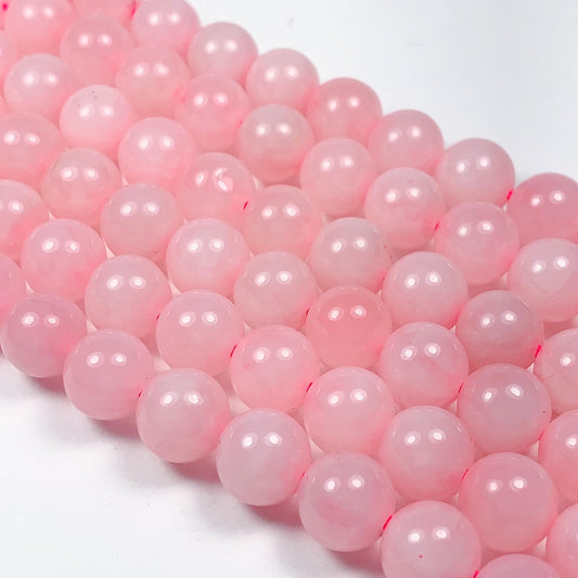 Natural Opaque Pink Rose Quartz Smooth Round  Beads Gemstone 15.5" Strand High Quality