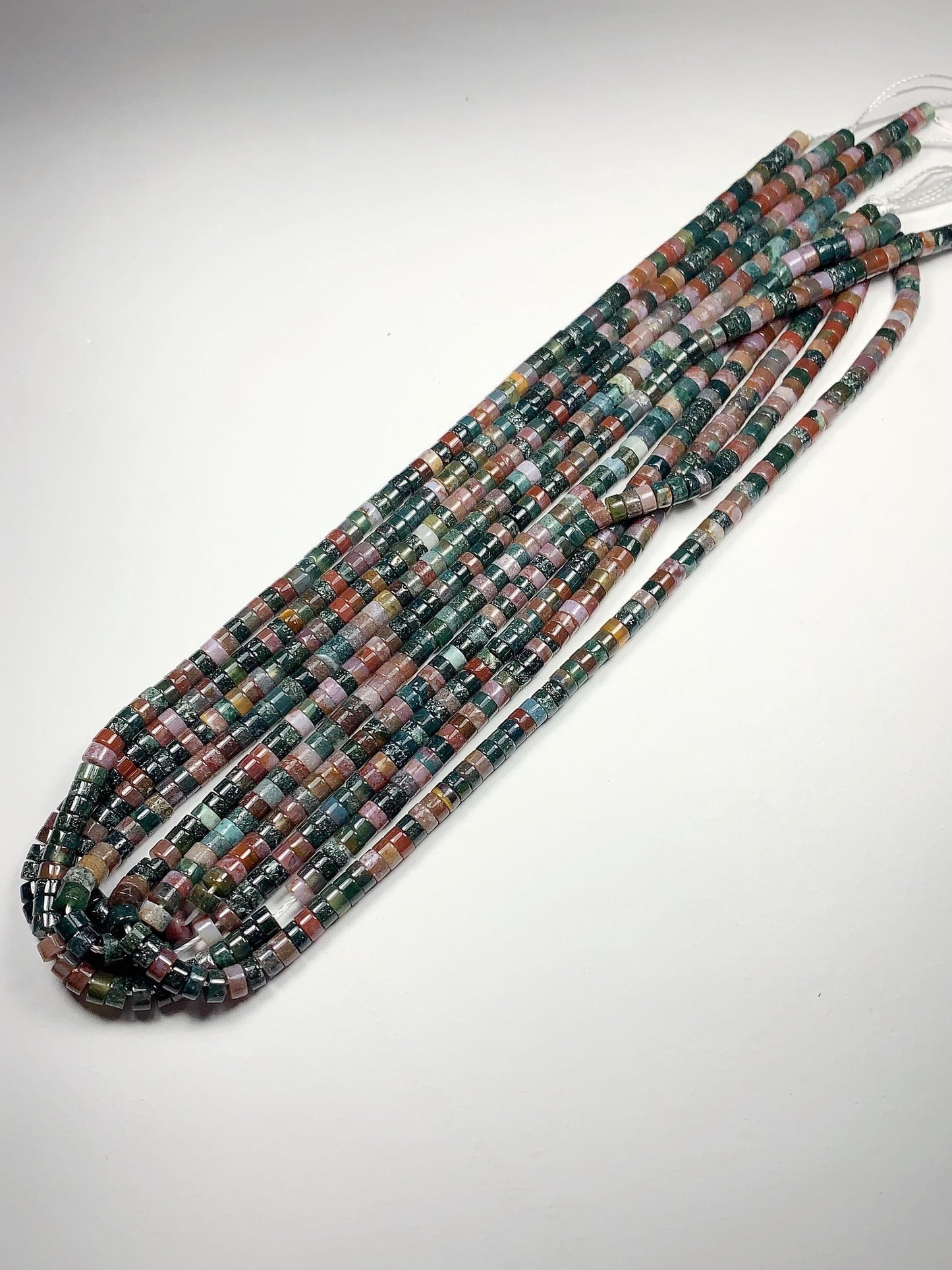 2x4mm  AAA Natural India Agate Heishi Disc Beads 15" Strand green red brown yellow rainbow