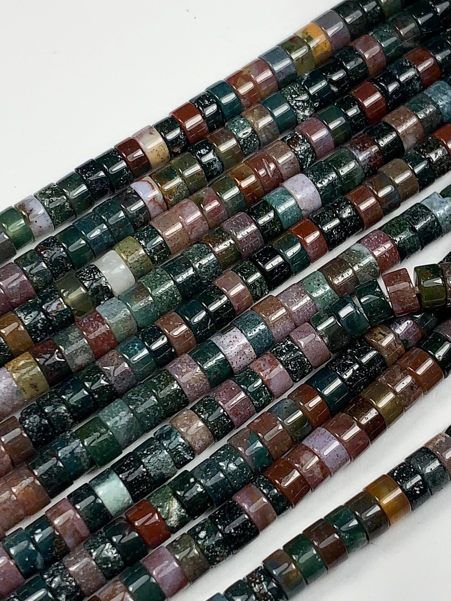 2x4mm  AAA Natural India Agate Heishi Disc Beads 15" Strand green red brown yellow rainbow