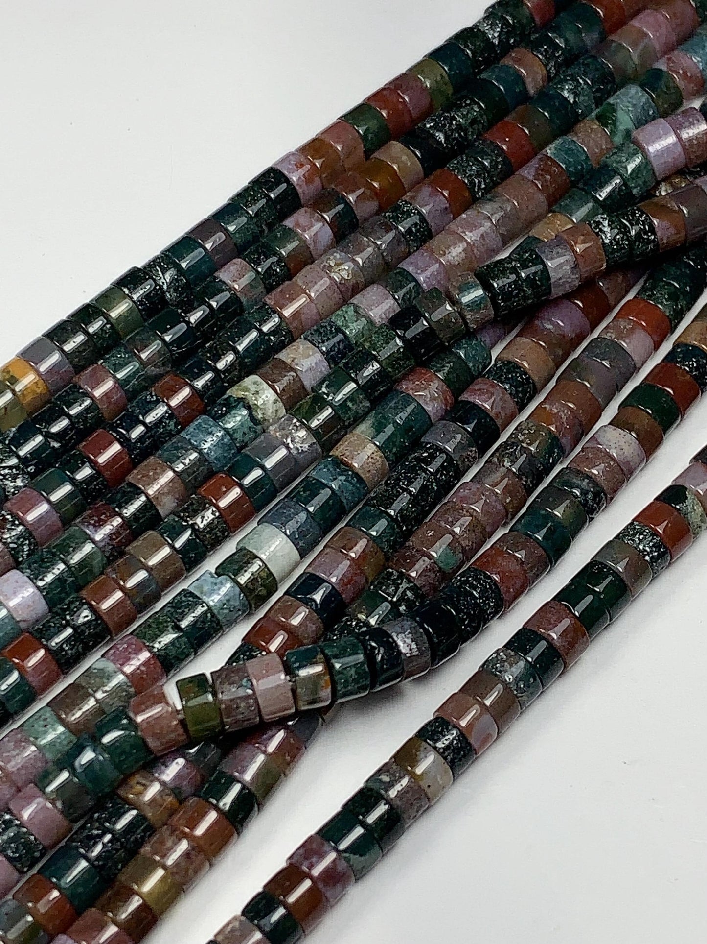 2x4mm  AAA Natural India Agate Heishi Disc Beads 15" Strand green red brown yellow rainbow