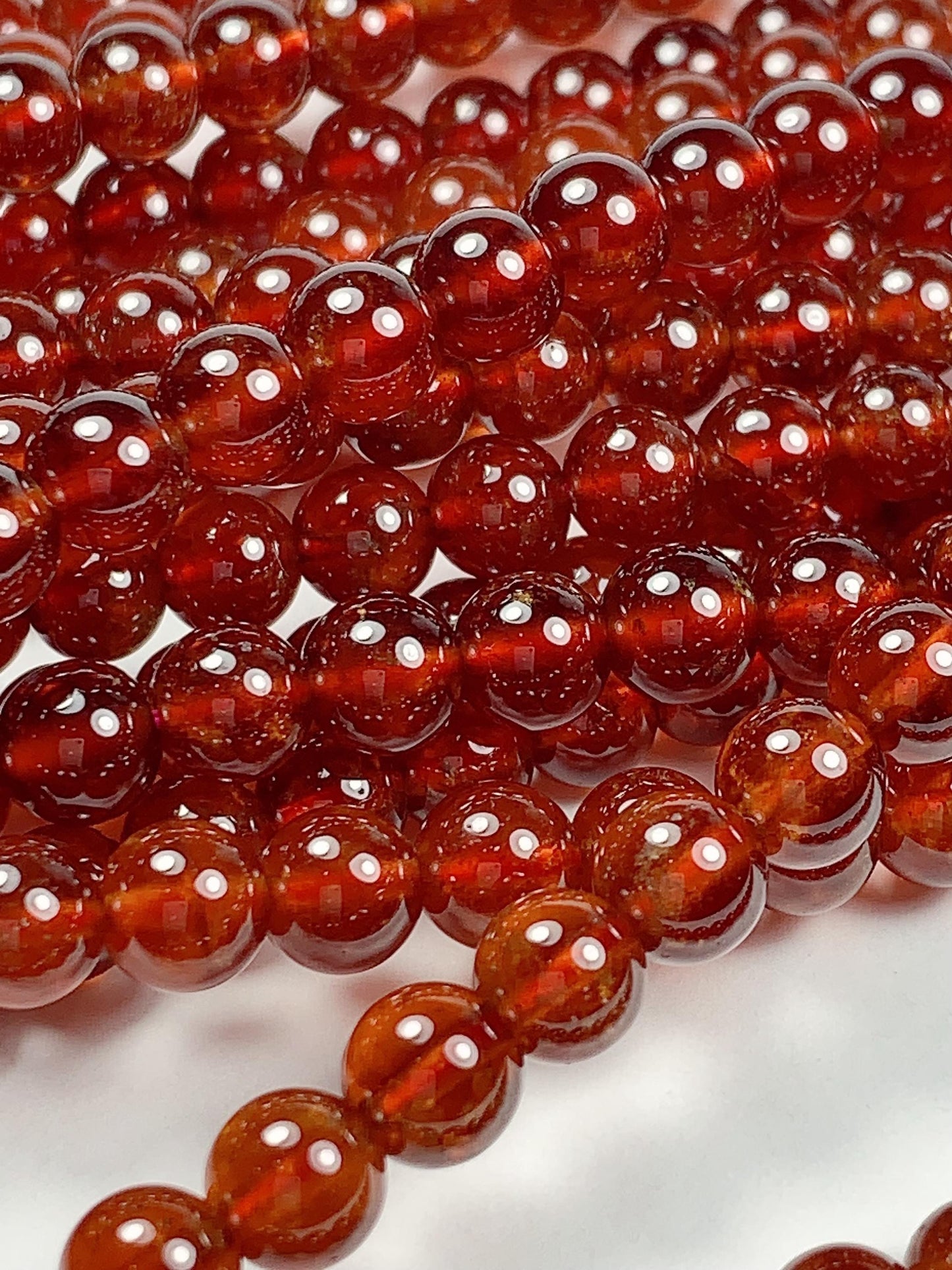 AAA Natural Transparent Orange Hessonite Garnet Smooth Round Beads 15.5" Strand Gemstone Genuine very high quality 6mm