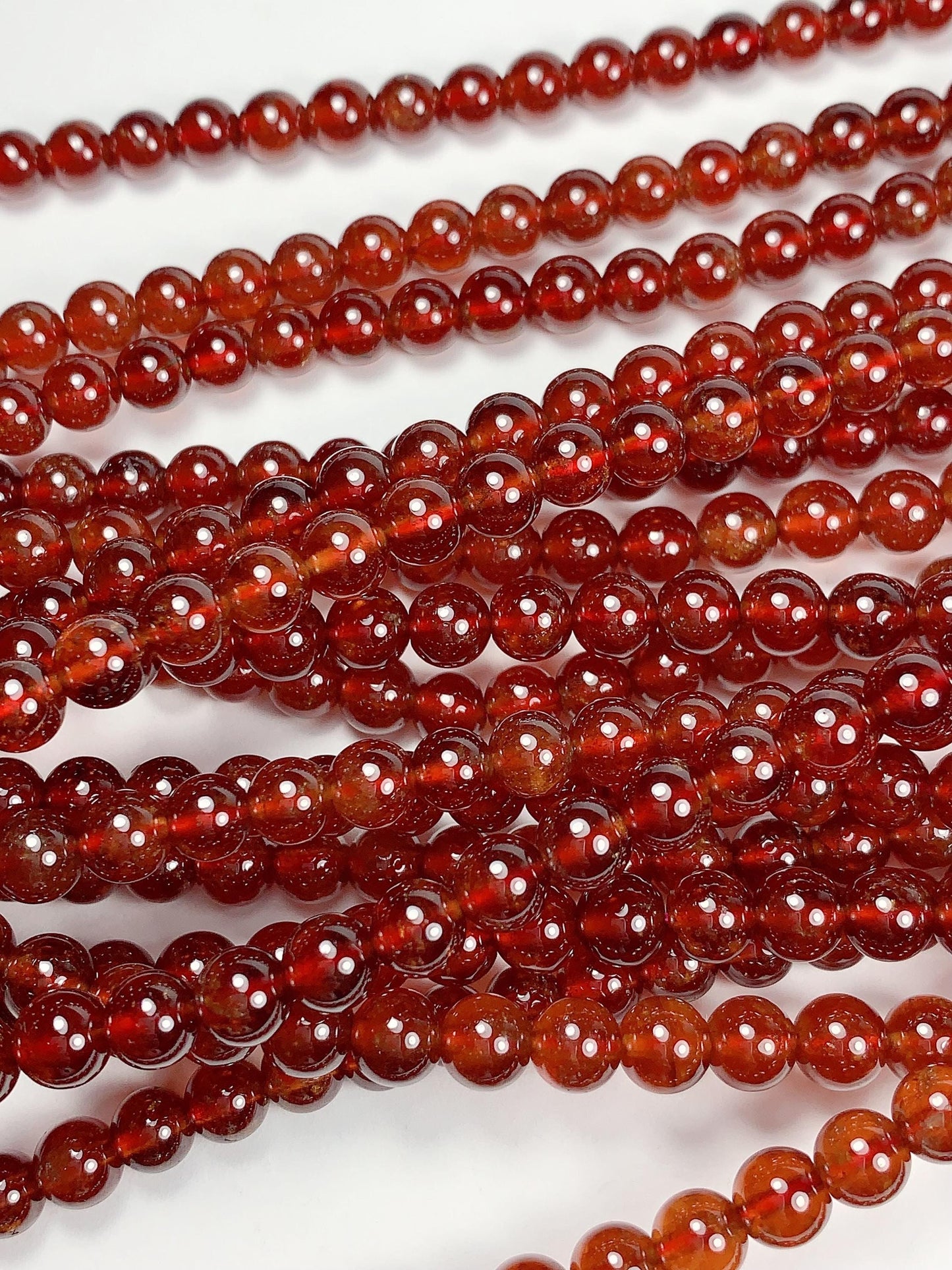 AAA Natural Transparent Orange Hessonite Garnet Smooth Round Beads 15.5" Strand Gemstone Genuine very high quality 6mm