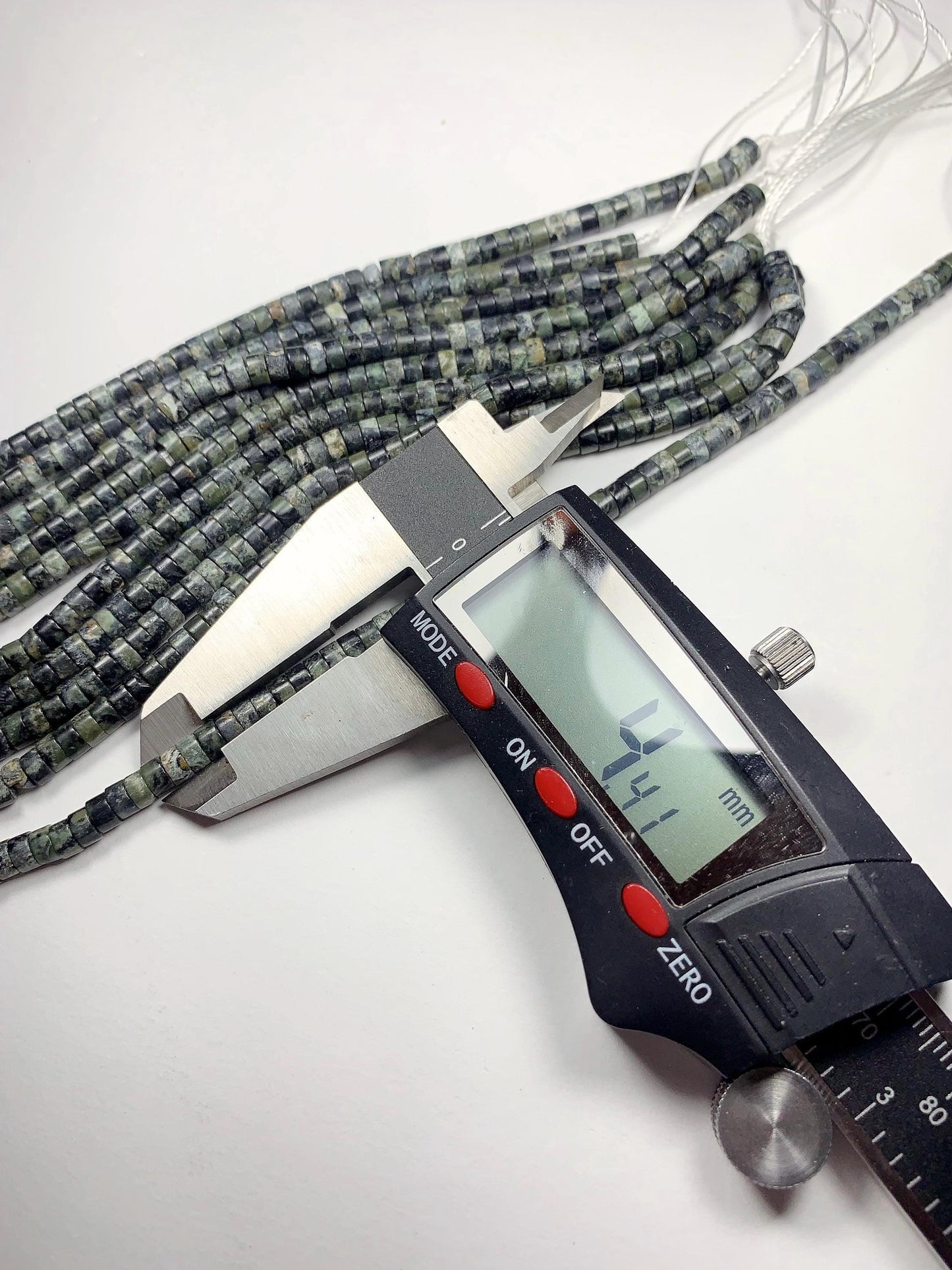 2x4mm  AAA Natural Green Kambaba Jasper Heishi Disc Beads 15" Strand