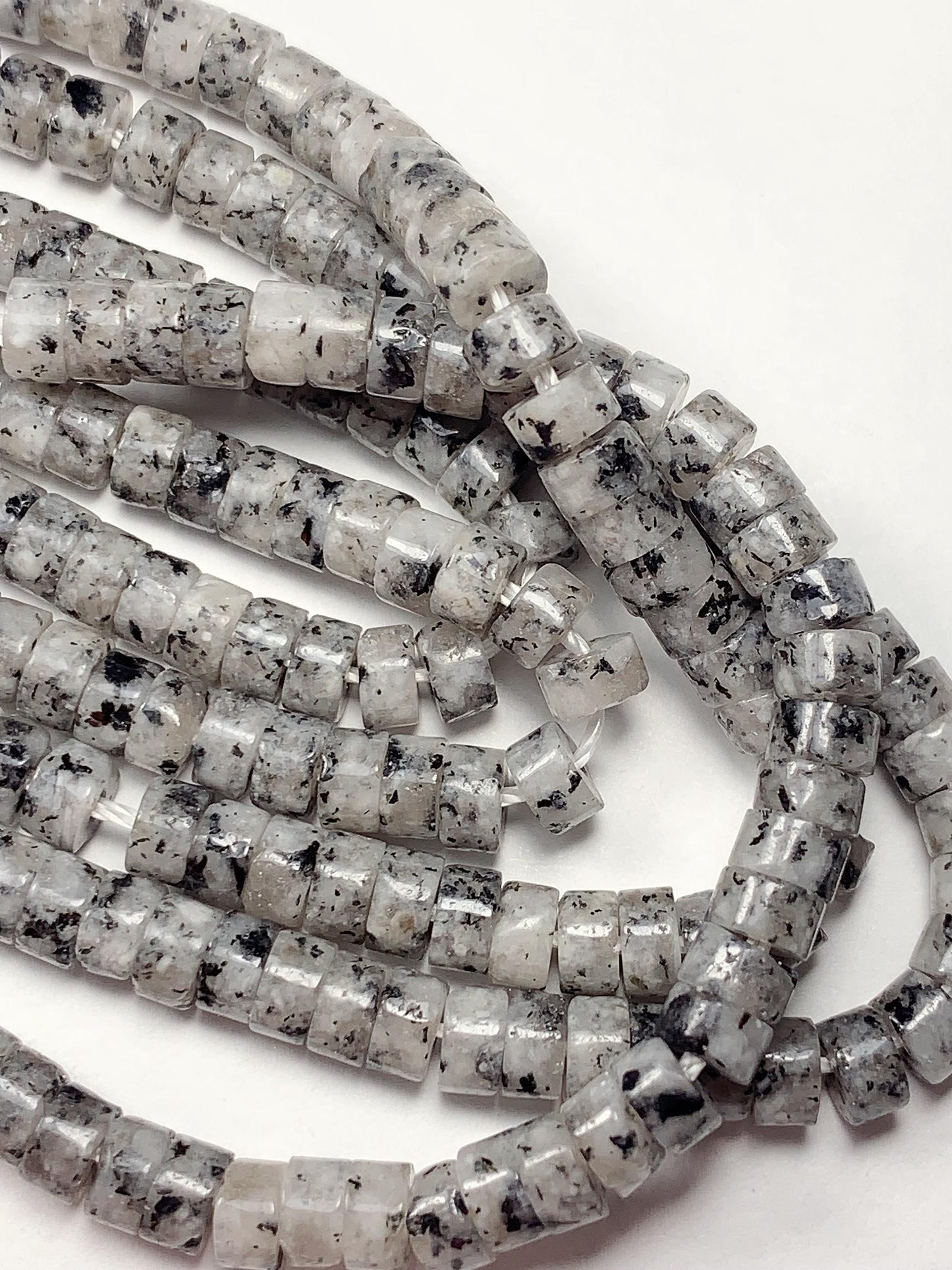 2x4mm  AAA Natural White Black Spot Feldspar Spacer Heishi Disc Beads 15" Strand Gemstone
