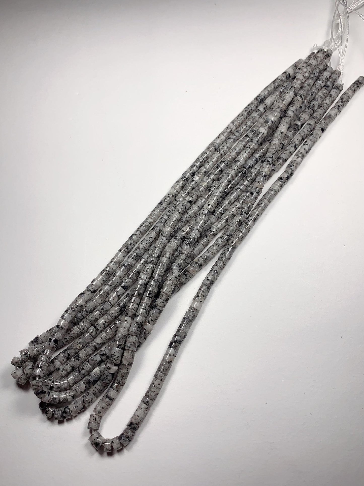 2x4mm  AAA Natural White Black Spot Feldspar Spacer Heishi Disc Beads 15" Strand Gemstone