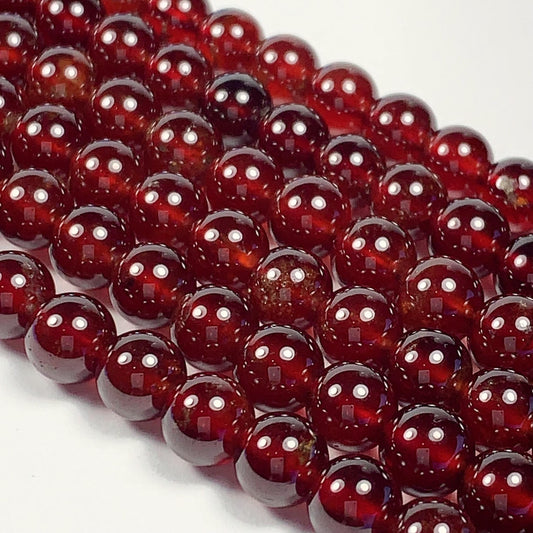 AAA Natural Translucent Deep Orange Red  Hessonite Garnet Smooth Round Beads 15.5" Strand Gemstone Genuine very high quality 6mm