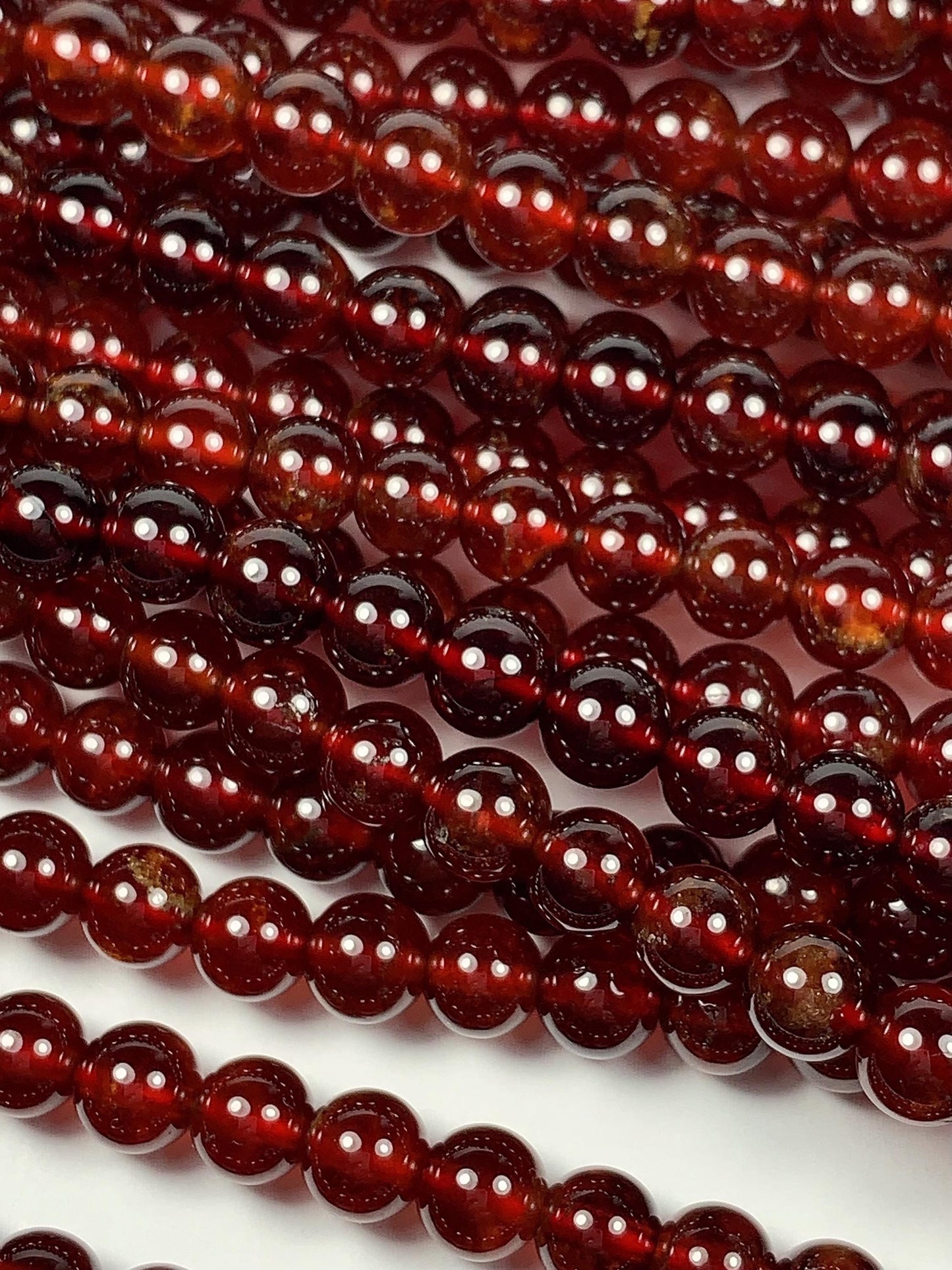 AAA Natural Translucent Deep Orange Red  Hessonite Garnet Smooth Round Beads 15.5" Strand Gemstone Genuine very high quality 6mm