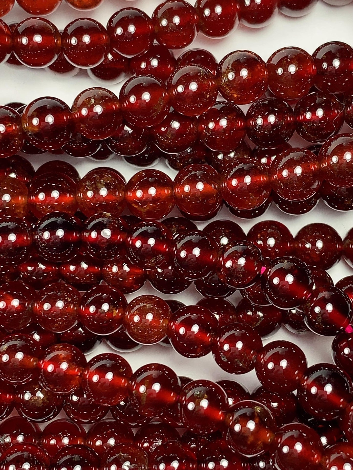 AAA Natural Translucent Deep Orange Red  Hessonite Garnet Smooth Round Beads 15.5" Strand Gemstone Genuine very high quality 6mm