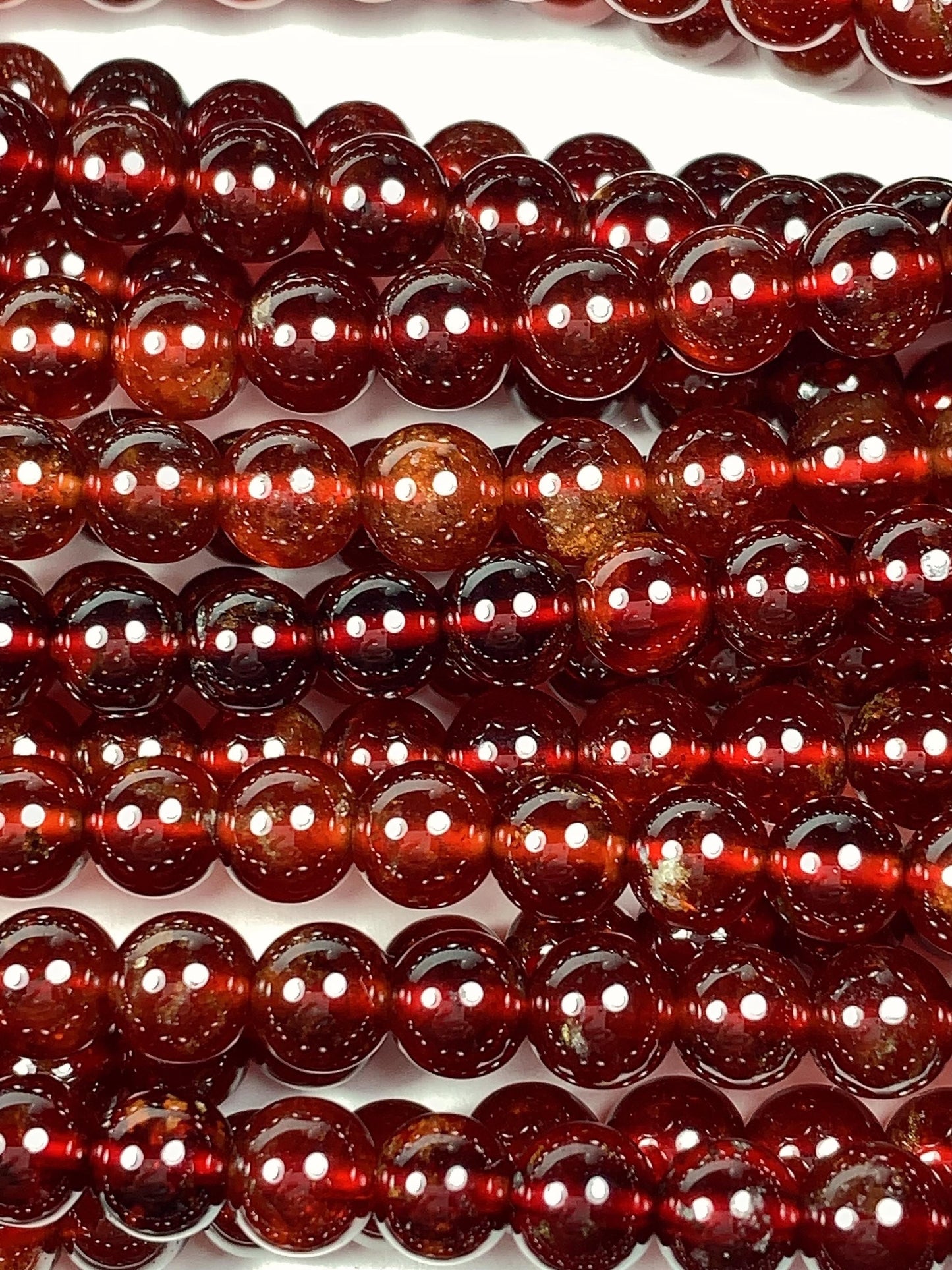 AAA Natural Translucent Deep Orange Red  Hessonite Garnet Smooth Round Beads 15.5" Strand Gemstone Genuine very high quality 6mm