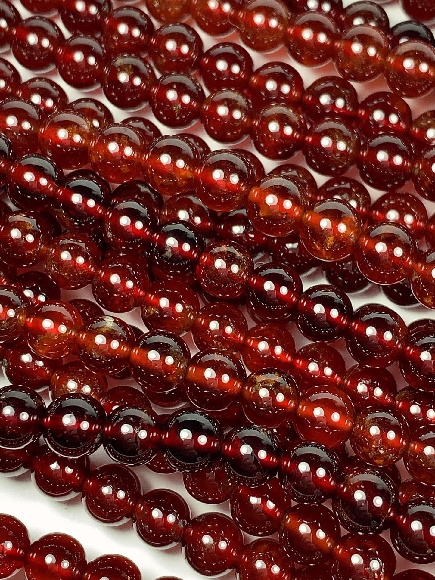 AAA Natural Translucent Deep Orange Red  Hessonite Garnet Smooth Round Beads 15.5" Strand Gemstone Genuine very high quality 6mm