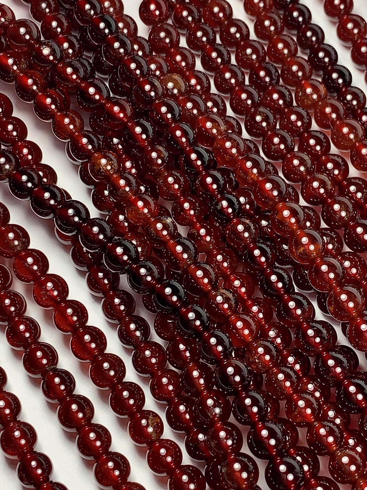 AAA Natural Translucent Deep Orange Red  Hessonite Garnet Smooth Round Beads 15.5" Strand Gemstone Genuine very high quality 6mm