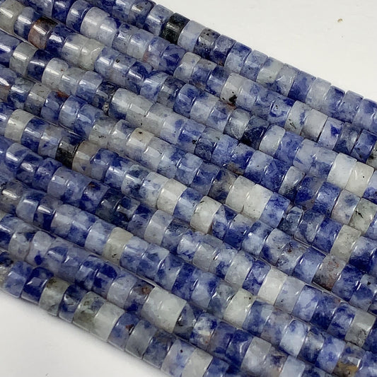 2x4mm Natural Blue Spot Jasper Heishi Disc Beads 15 Strand