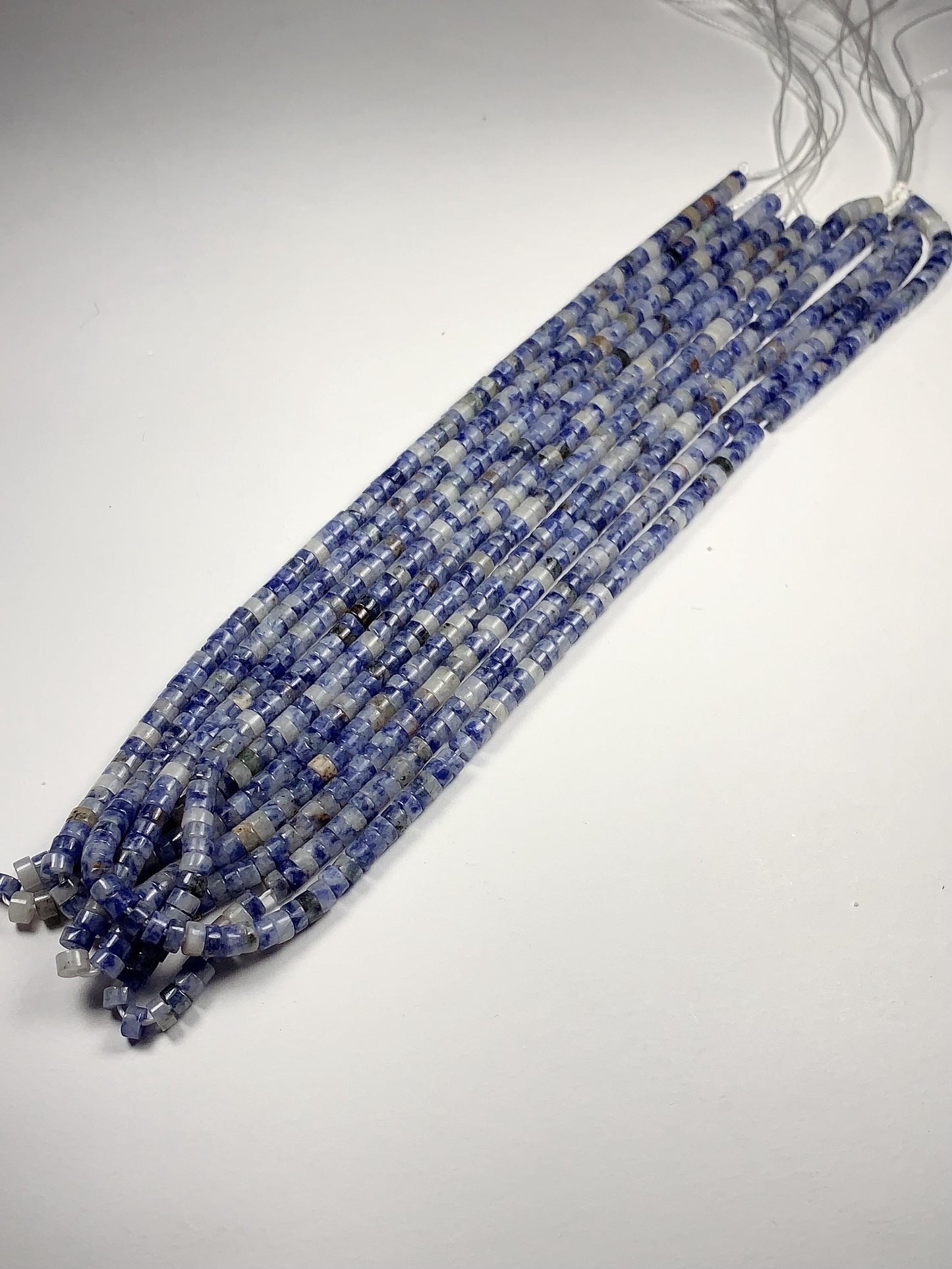 2x4mm Natural Blue Spot Jasper Heishi Disc Beads 15 Strand