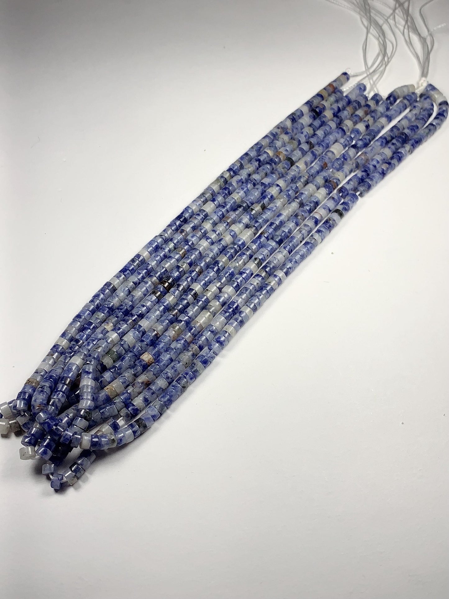 2x4mm Natural Blue Spot Jasper Heishi Disc Beads 15 Strand