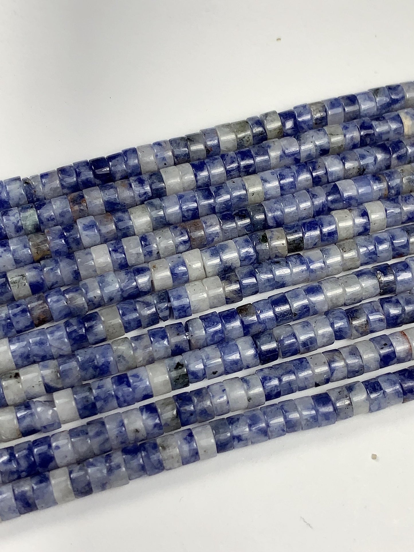 2x4mm Natural Blue Spot Jasper Heishi Disc Beads 15 Strand
