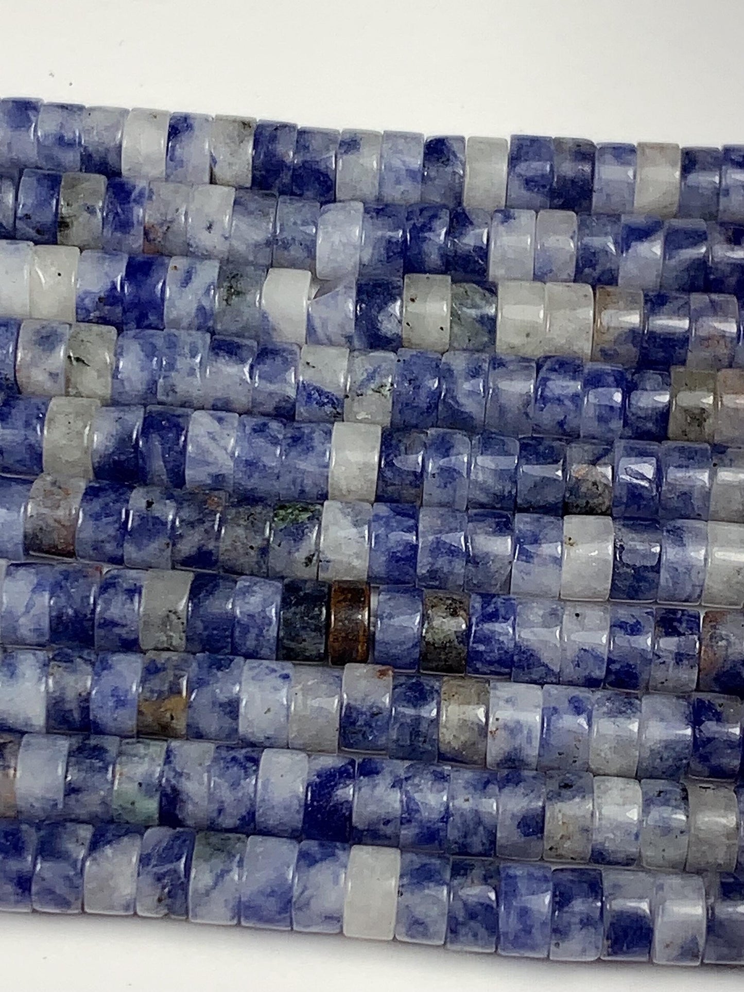 2x4mm Natural Blue Spot Jasper Heishi Disc Beads 15 Strand
