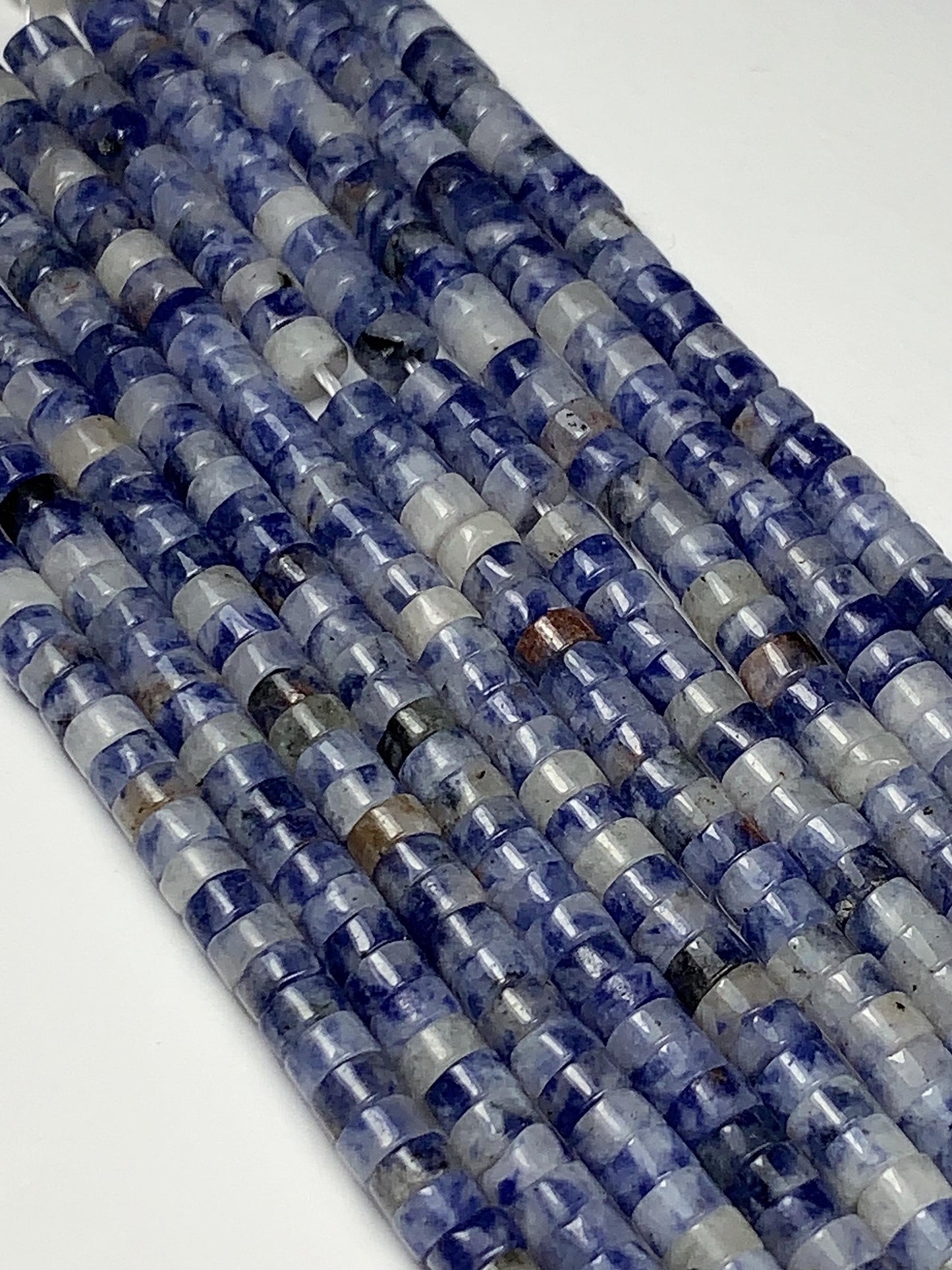 2x4mm Natural Blue Spot Jasper Heishi Disc Beads 15 Strand