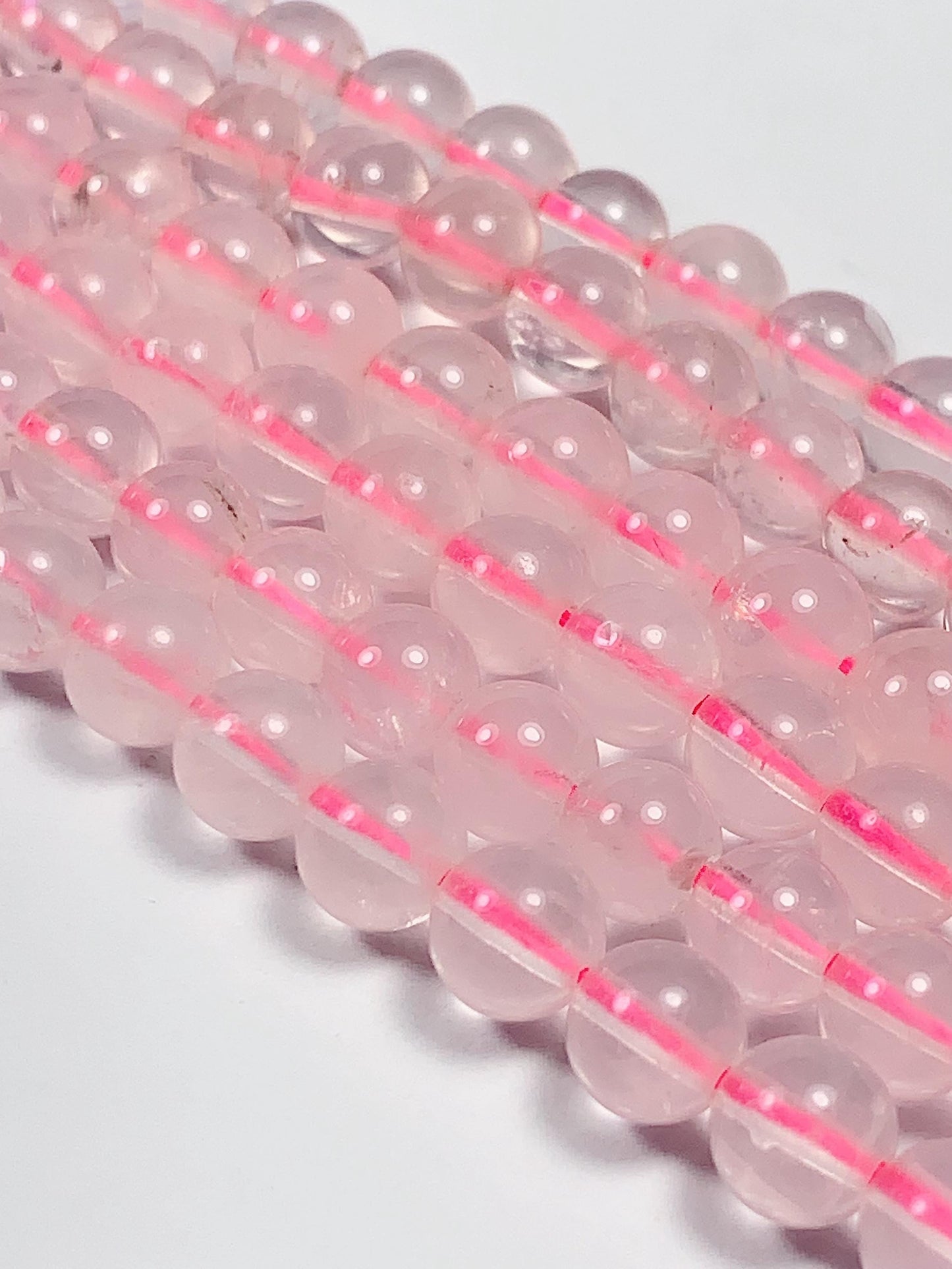 Natural Transparent Light Pink Rose Quartz Smooth Round Beads 15.5 strand Gemstone