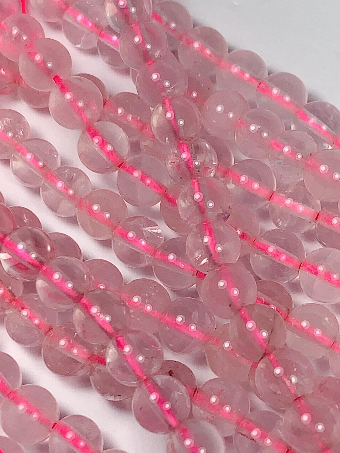 Natural Transparent Light Pink Rose Quartz Smooth Round Beads 15.5 strand Gemstone
