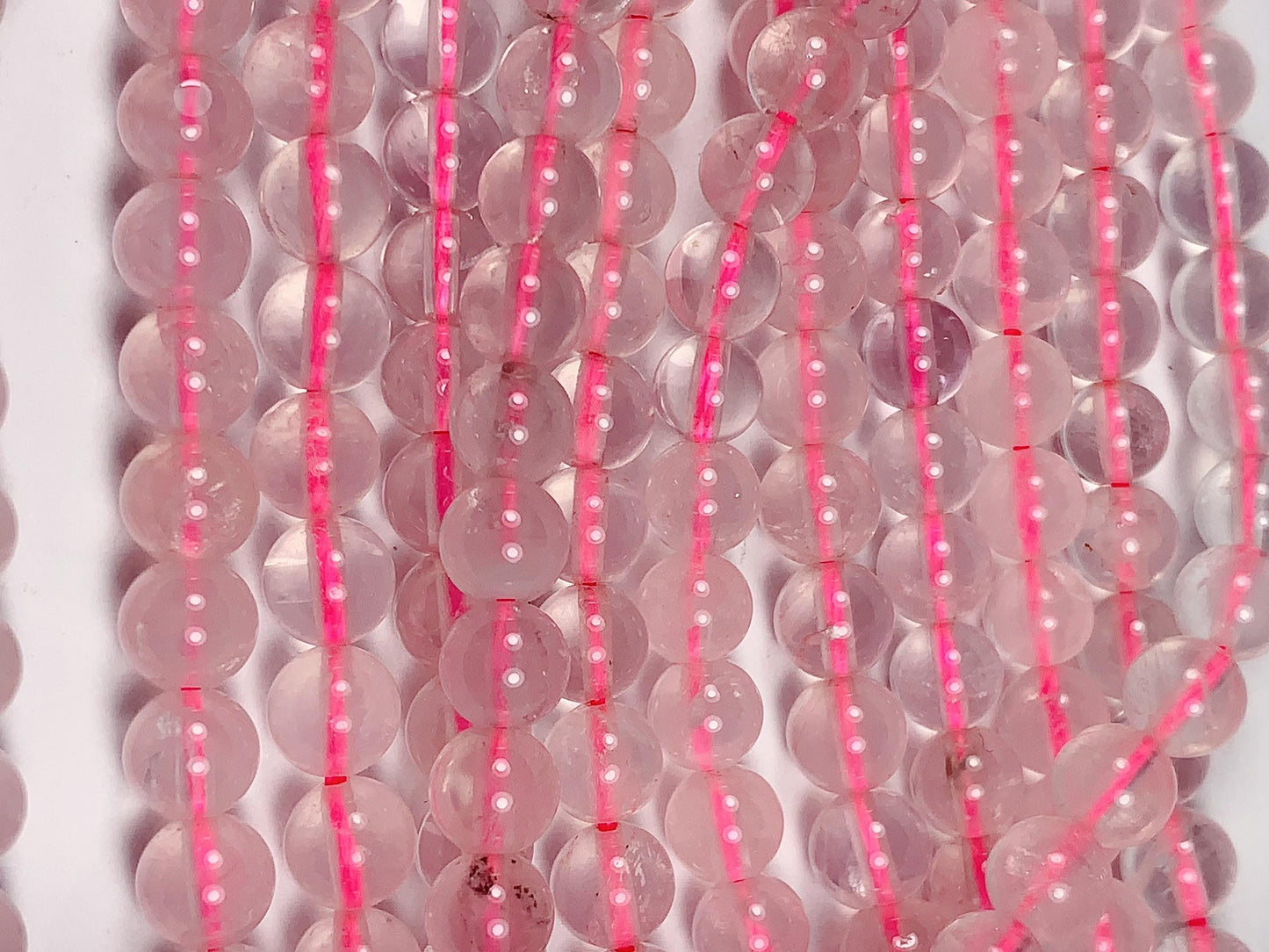 Natural Transparent Light Pink Rose Quartz Smooth Round Beads 15.5 strand Gemstone