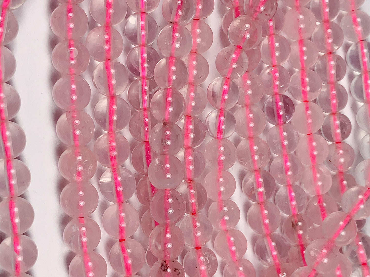 Natural Transparent Light Pink Rose Quartz Smooth Round Beads 15.5 strand Gemstone