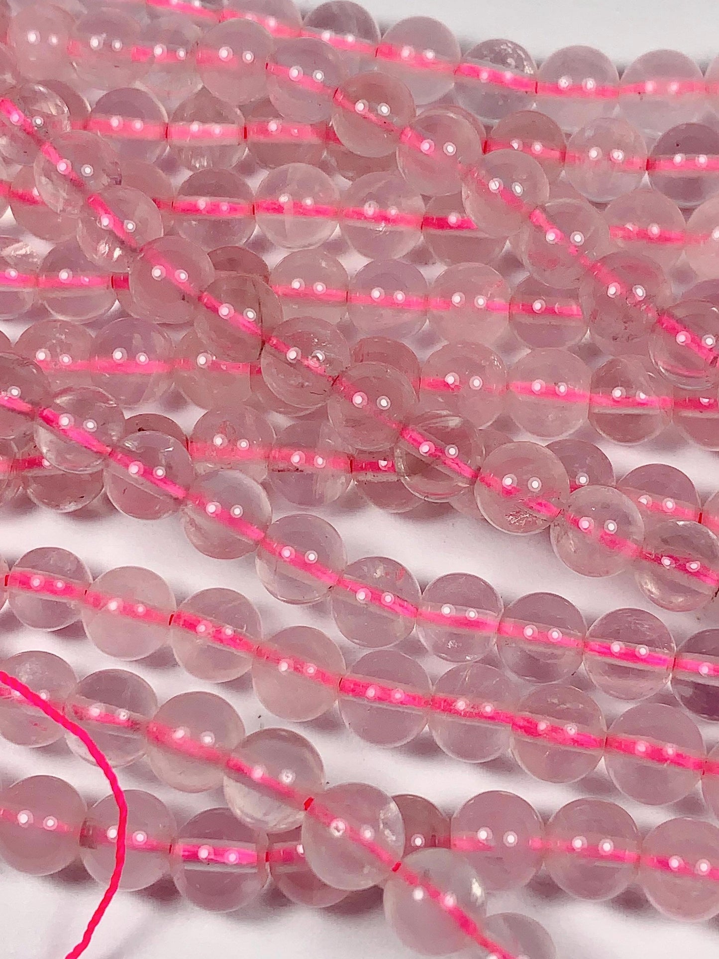 Natural Transparent Light Pink Rose Quartz Smooth Round Beads 15.5 strand Gemstone