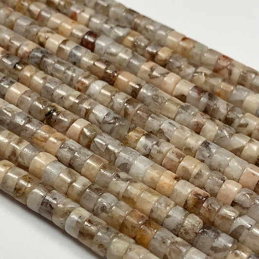 2x4mm Natural Brown Labradorite Heishi Disc Beads 15" Strand