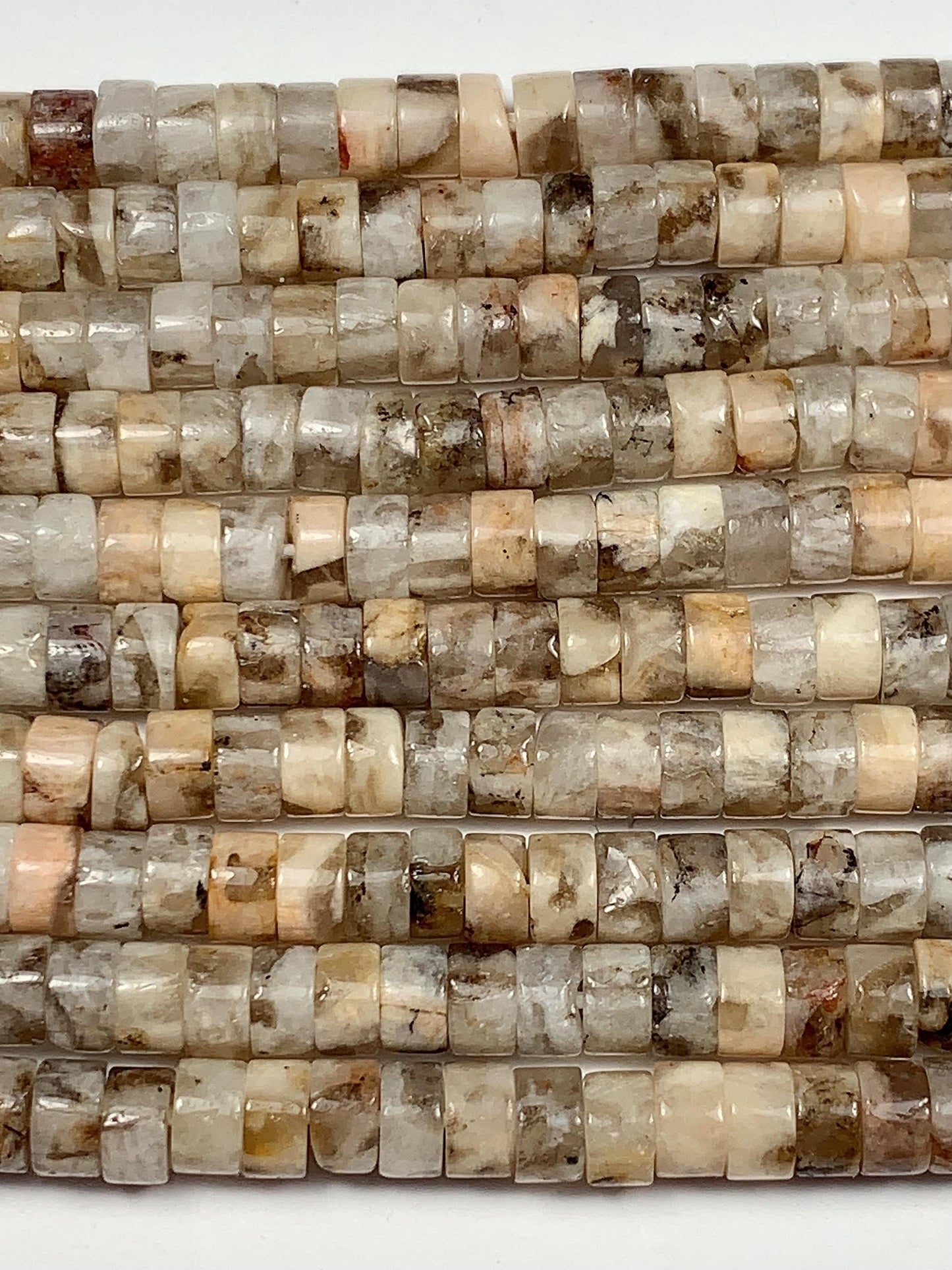 2x4mm Natural Brown Labradorite Heishi Disc Beads 15" Strand