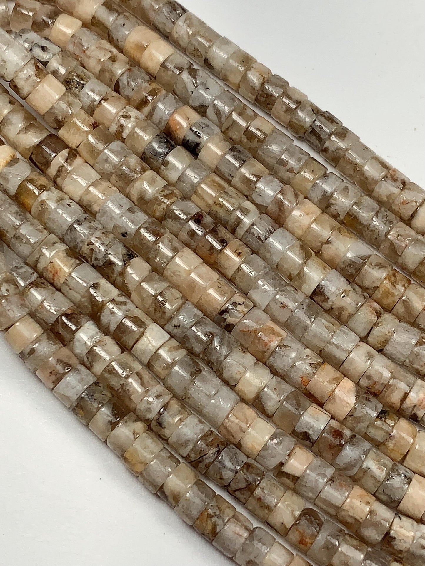 2x4mm Natural Brown Labradorite Heishi Disc Beads 15" Strand
