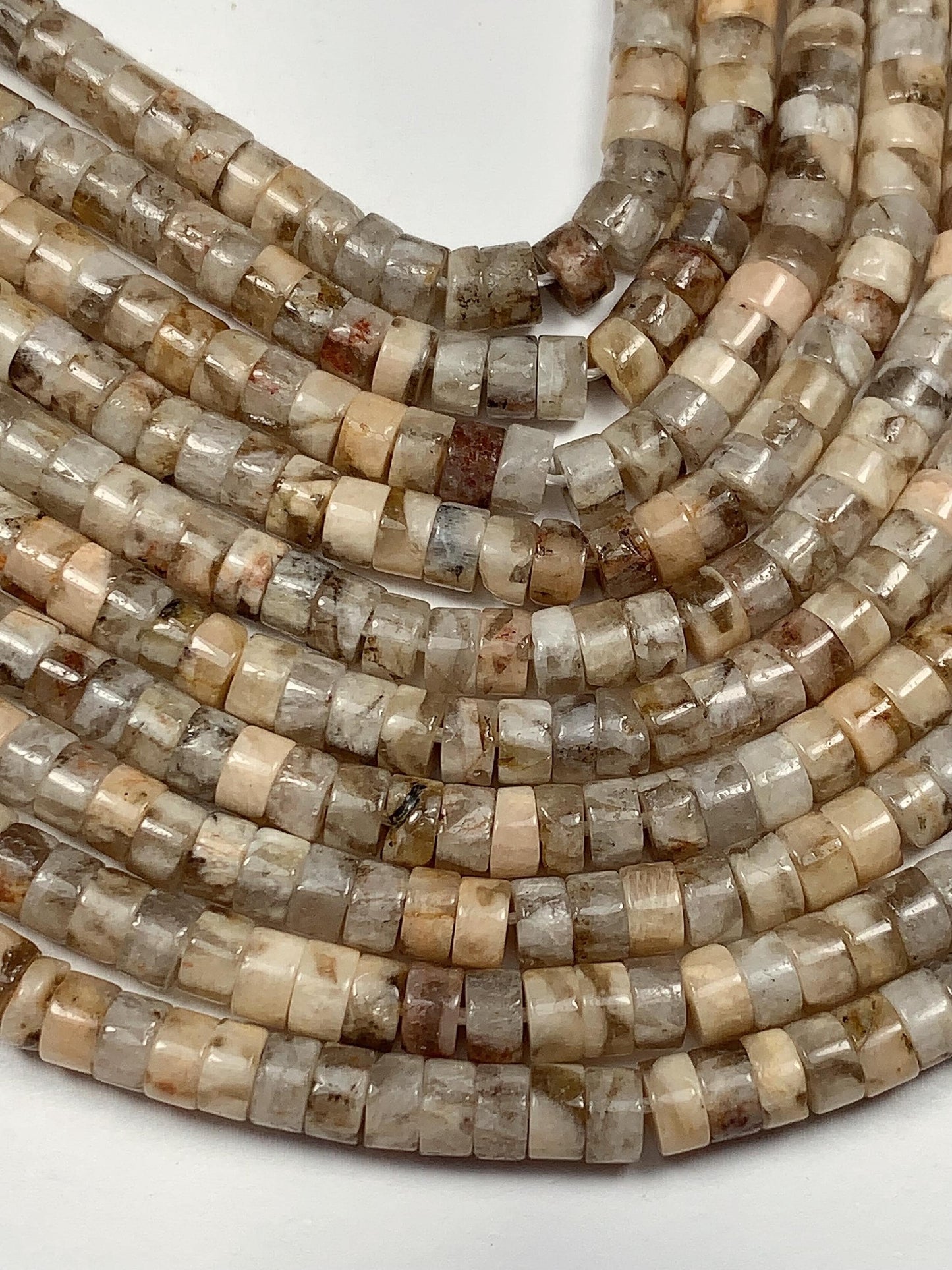 2x4mm Natural Brown Labradorite Heishi Disc Beads 15" Strand