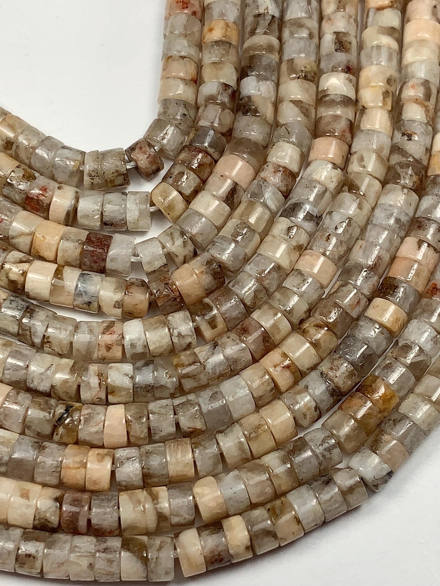 2x4mm Natural Brown Labradorite Heishi Disc Beads 15" Strand