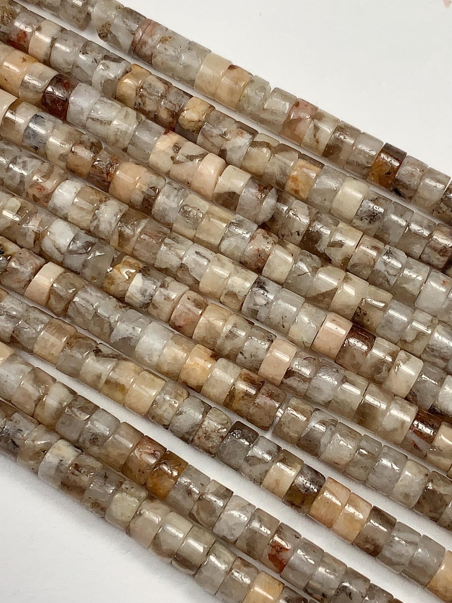 2x4mm Natural Brown Labradorite Heishi Disc Beads 15" Strand