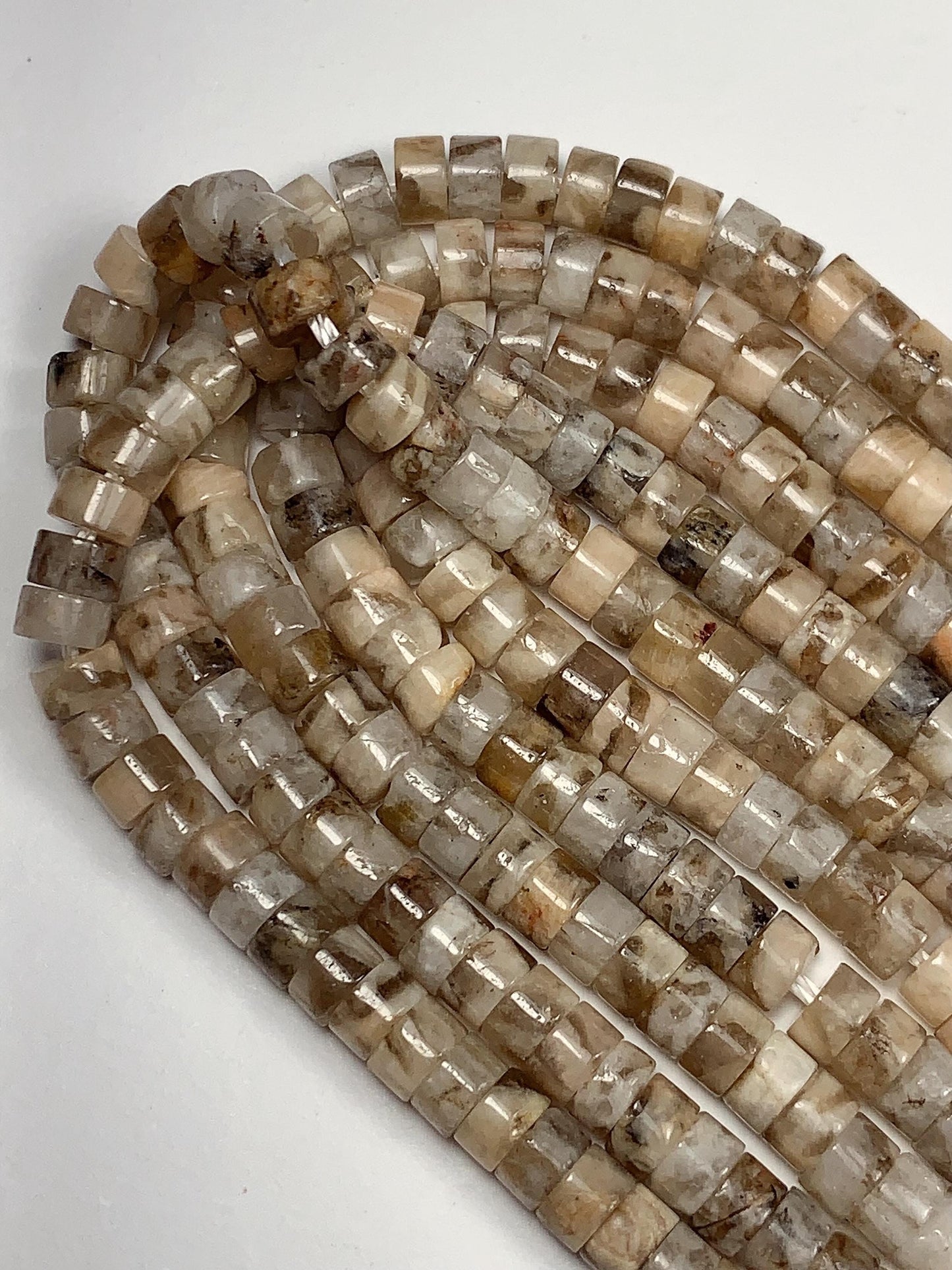 2x4mm Natural Brown Labradorite Heishi Disc Beads 15" Strand