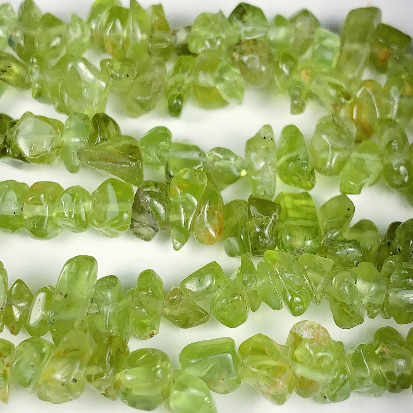 Natural Green Peridot Chip Beads: 32" Strand DIY Jewelry (3-8mm)