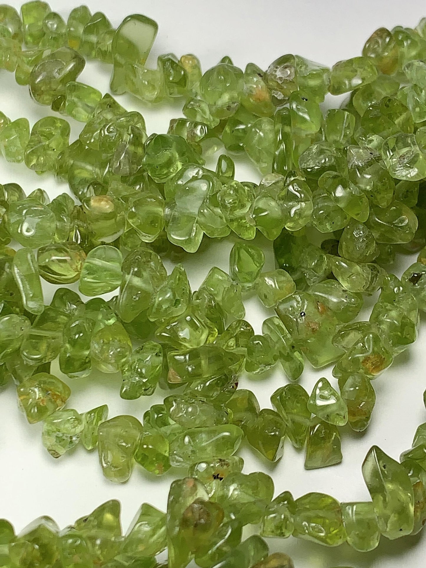 Natural Green Peridot Chip Beads: 32" Strand DIY Jewelry (3-8mm)