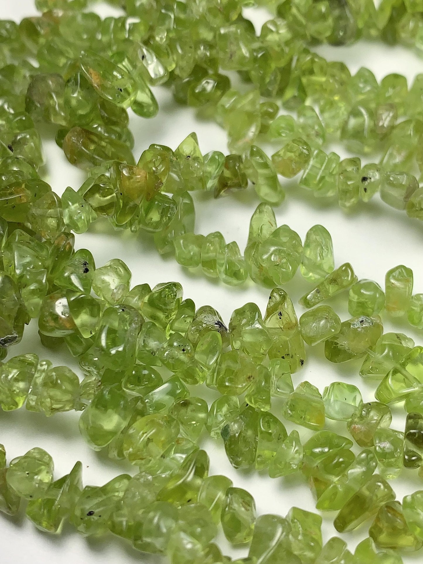 Natural Green Peridot Chip Beads: 32" Strand DIY Jewelry (3-8mm)