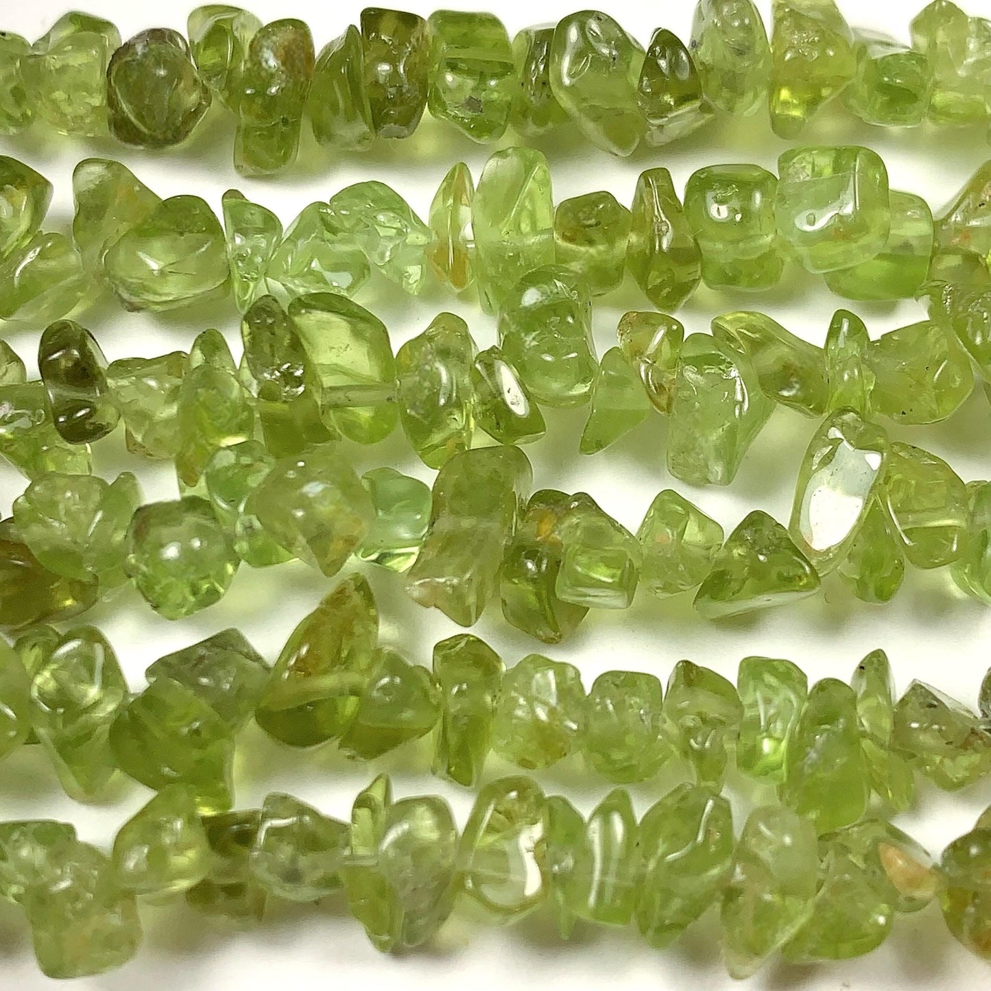 Natural Green Peridot Chip Beads: 32" Strand DIY Jewelry (3-8mm)