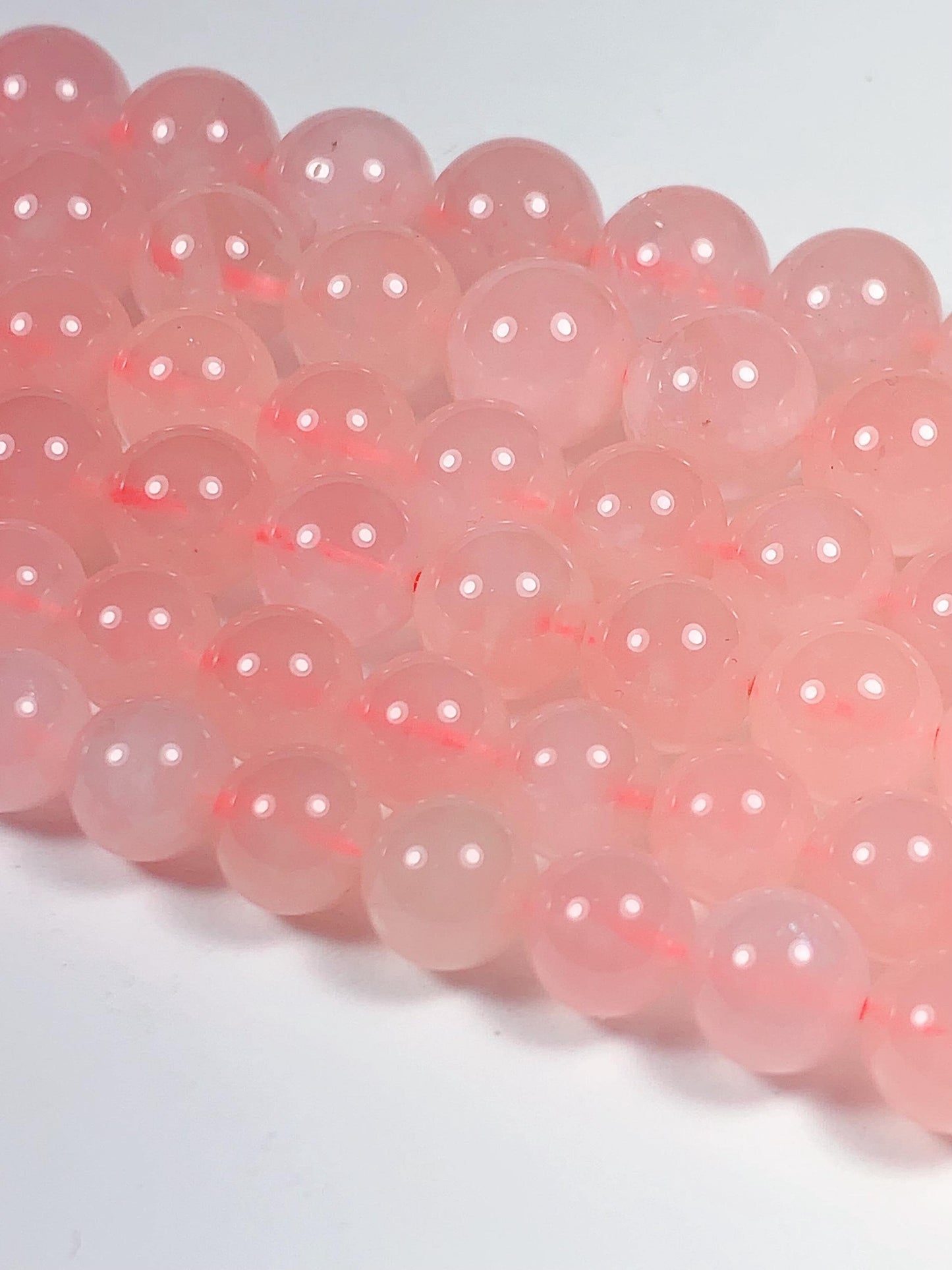 AAA Natural Madagascar Soft Translucent Peach Baby Pink Rose Quartz Smooth Round Beads 15.5 strand  Gemstone