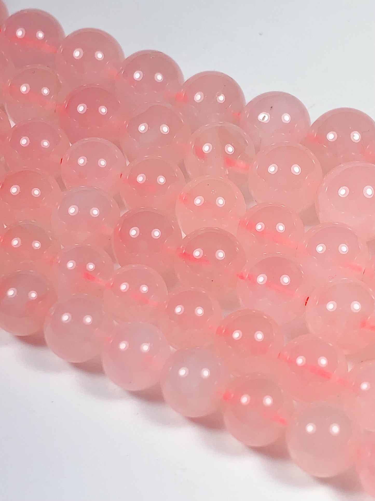 AAA Natural Madagascar Soft Translucent Peach Baby Pink Rose Quartz Smooth Round Beads 15.5 strand  Gemstone