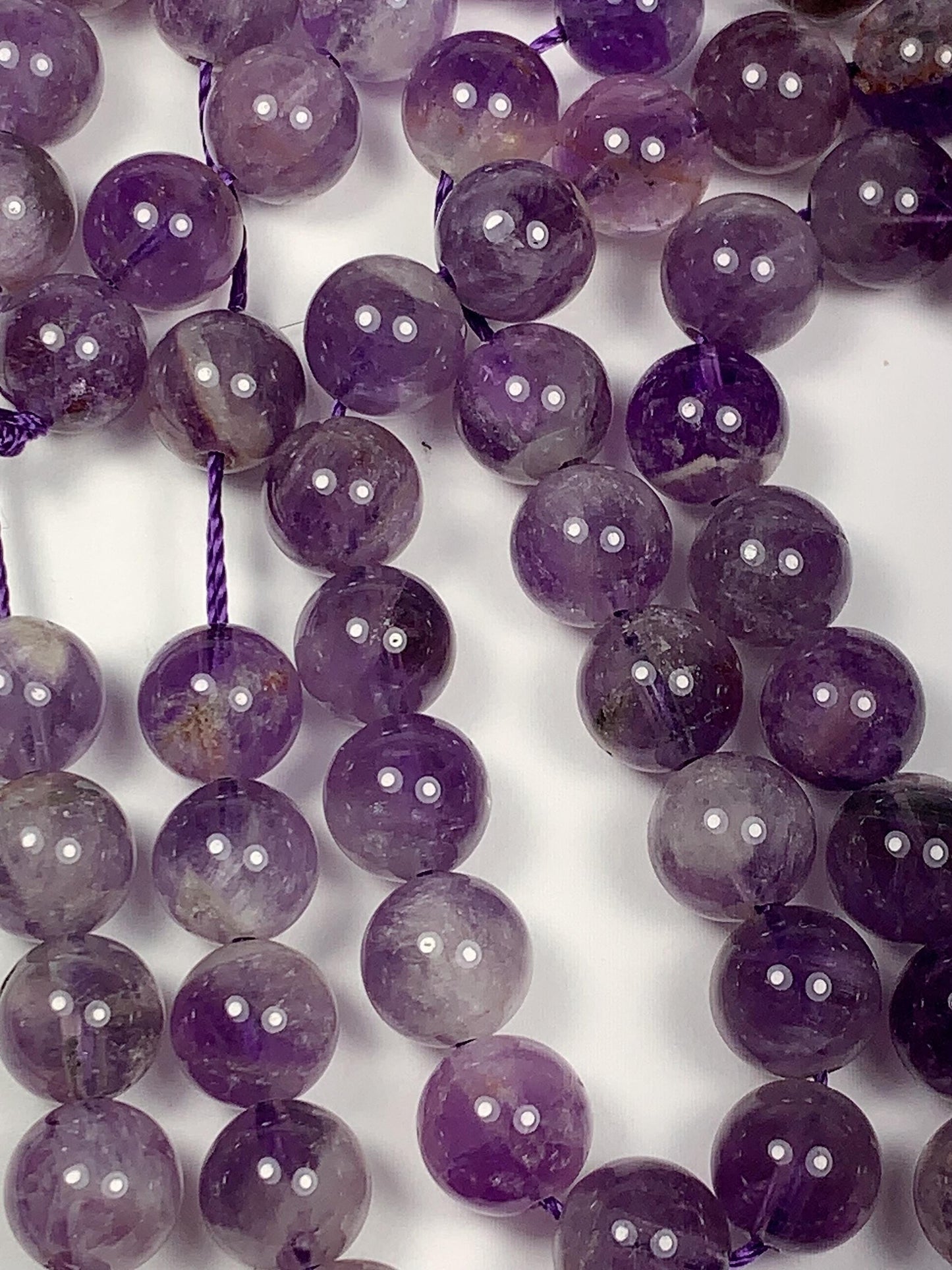 8mm Natural Translucent Inclusions Mineral Purple Amethyst Crystal Smooth Round Beads 15.5" Strand