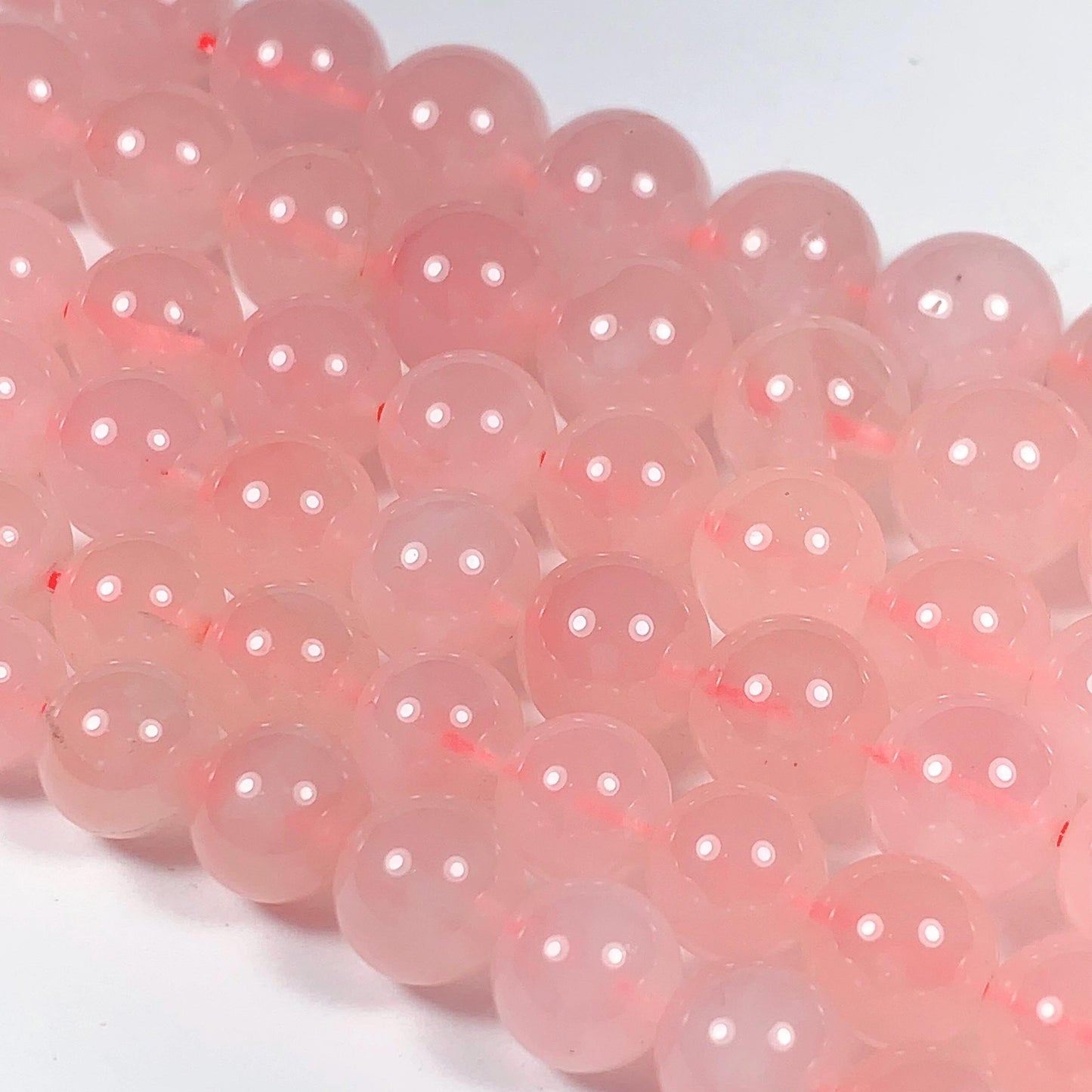 AAA Natural Madagascar Soft Translucent Peach Baby Pink Rose Quartz Smooth Round Beads 15.5 strand  Gemstone