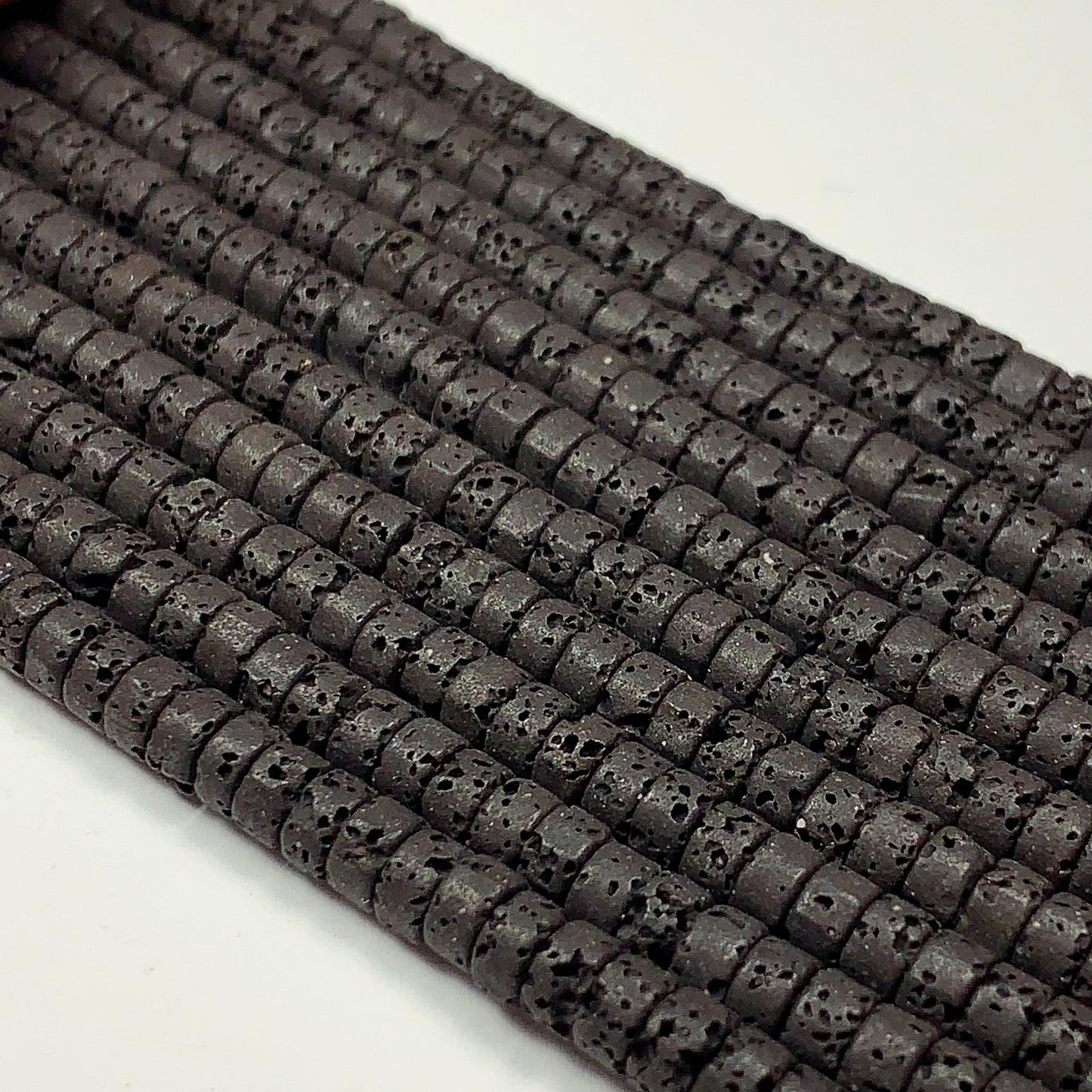 2x4mm Natural Black Volcanic Rock Lava Stone Heishi Disc Beads 15" Strand